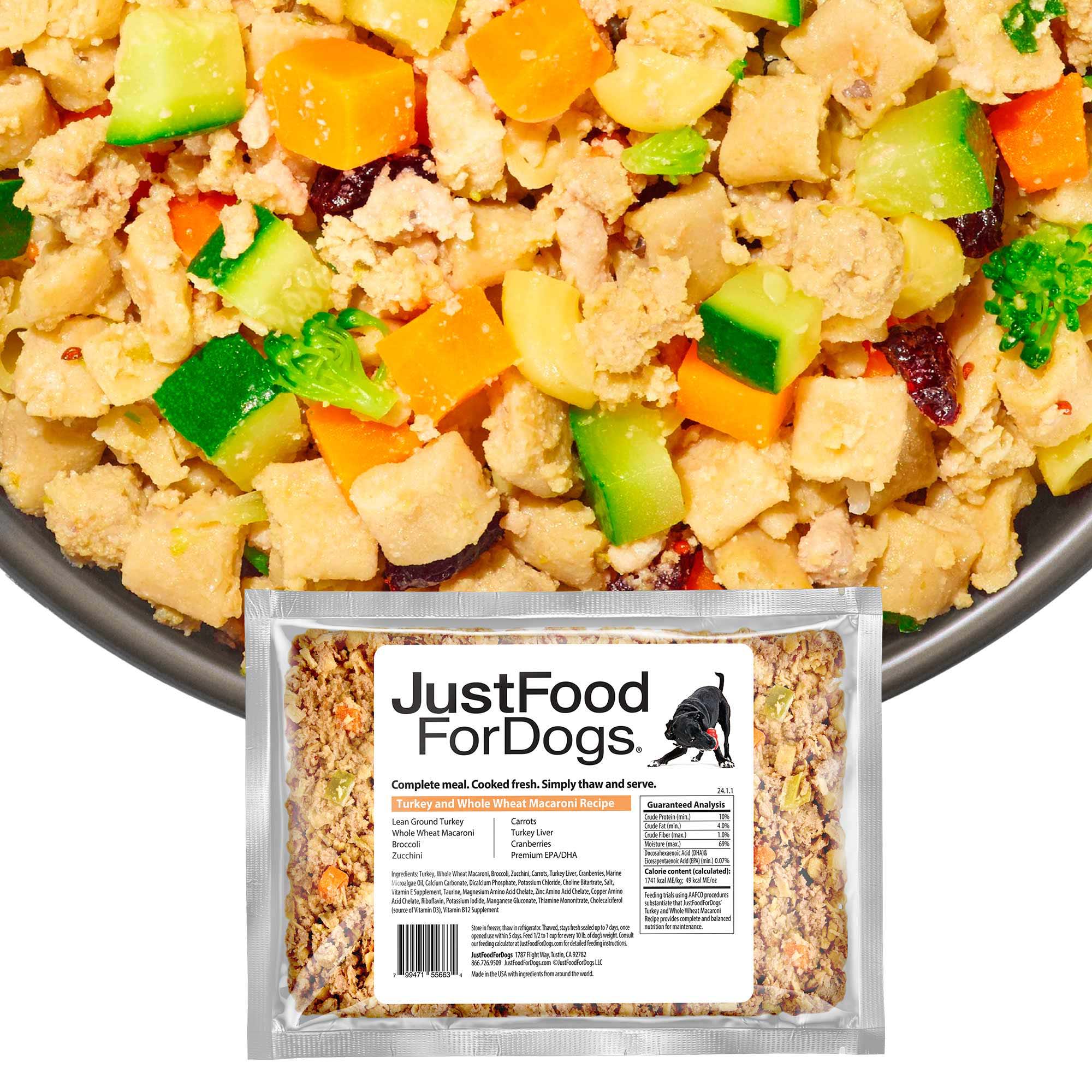 JustFoodForDogs Daily Diets Turkey Whole Wheat Macaroni Frozen