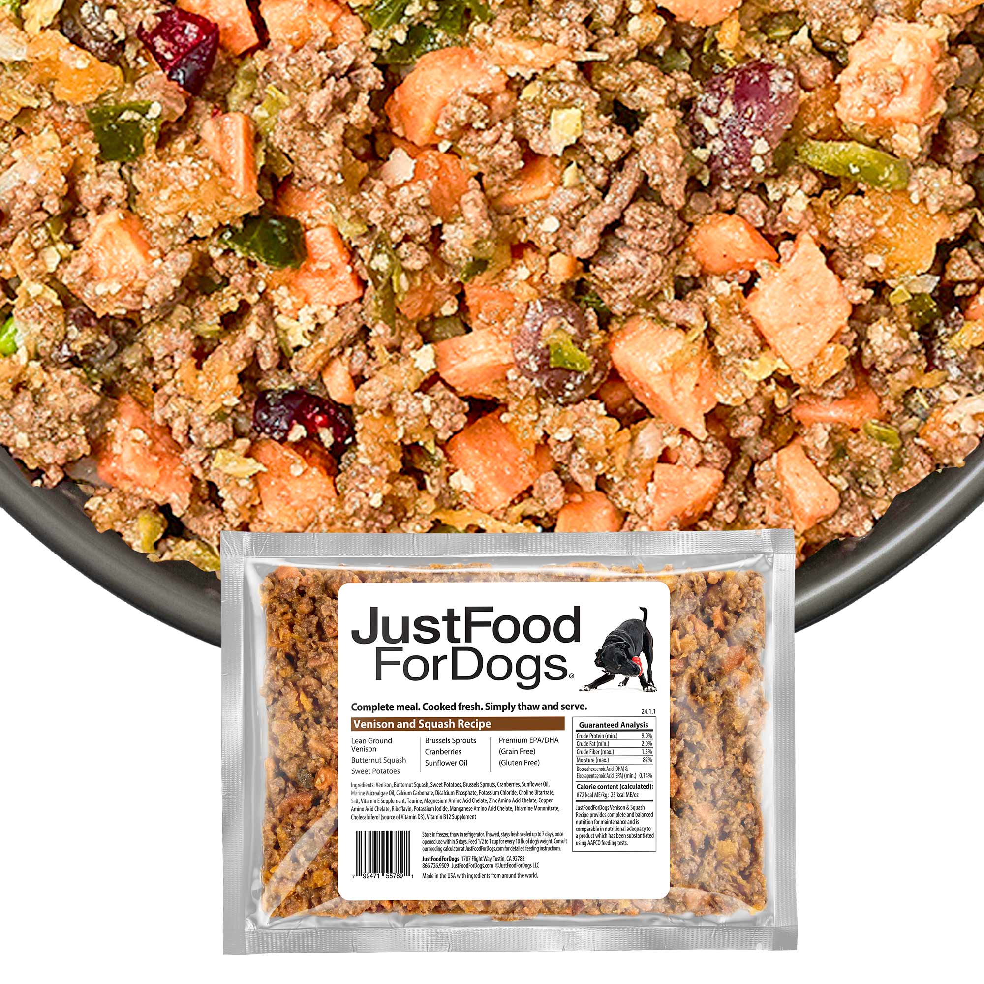 JustFoodForDogs Daily Diets Venison Squash Frozen Dog Food 18 oz