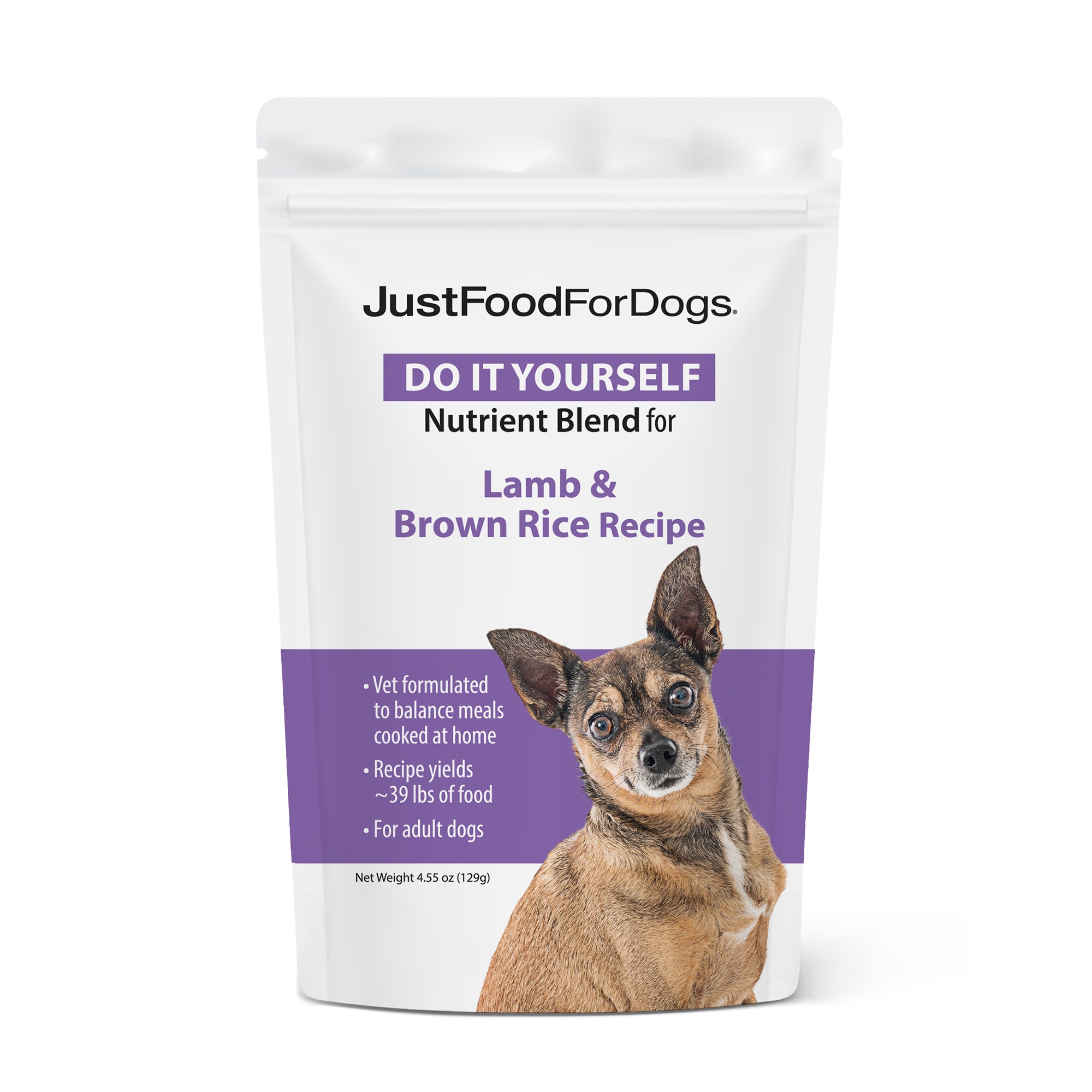 JustFoodForDogs Do It Yourself Lamb and Brown Rice Dog Food Nutrients 4.55 oz