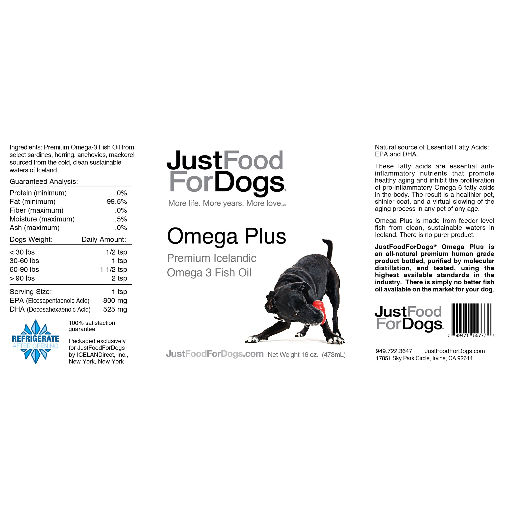 JustFoodForDogs Supplement Omega Plus Oil 16 oz. Petco