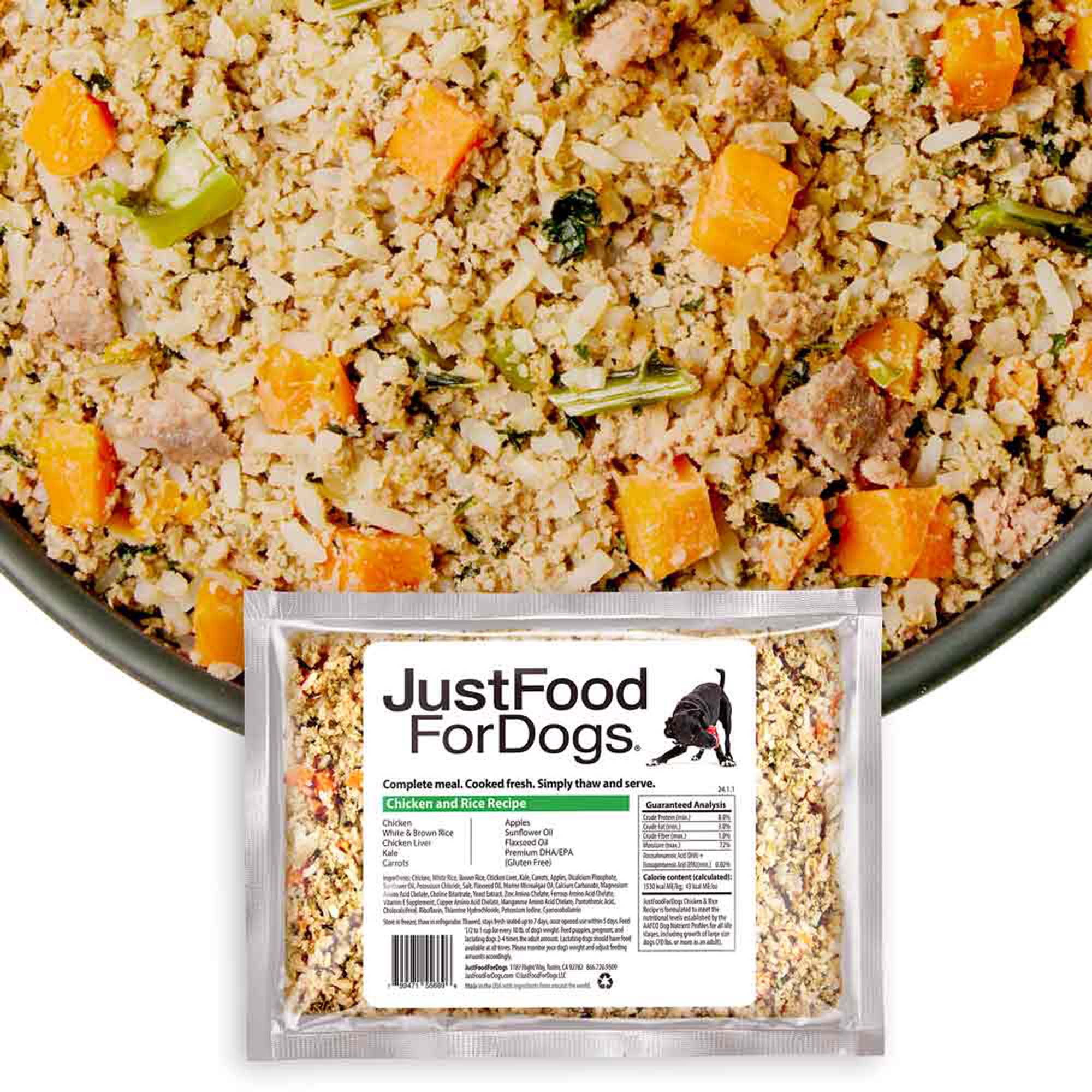 JustFoodForDogs Daily Diets Chicken & White Rice Frozen Dog Food, 72 oz.,  Case of 7 | Petco