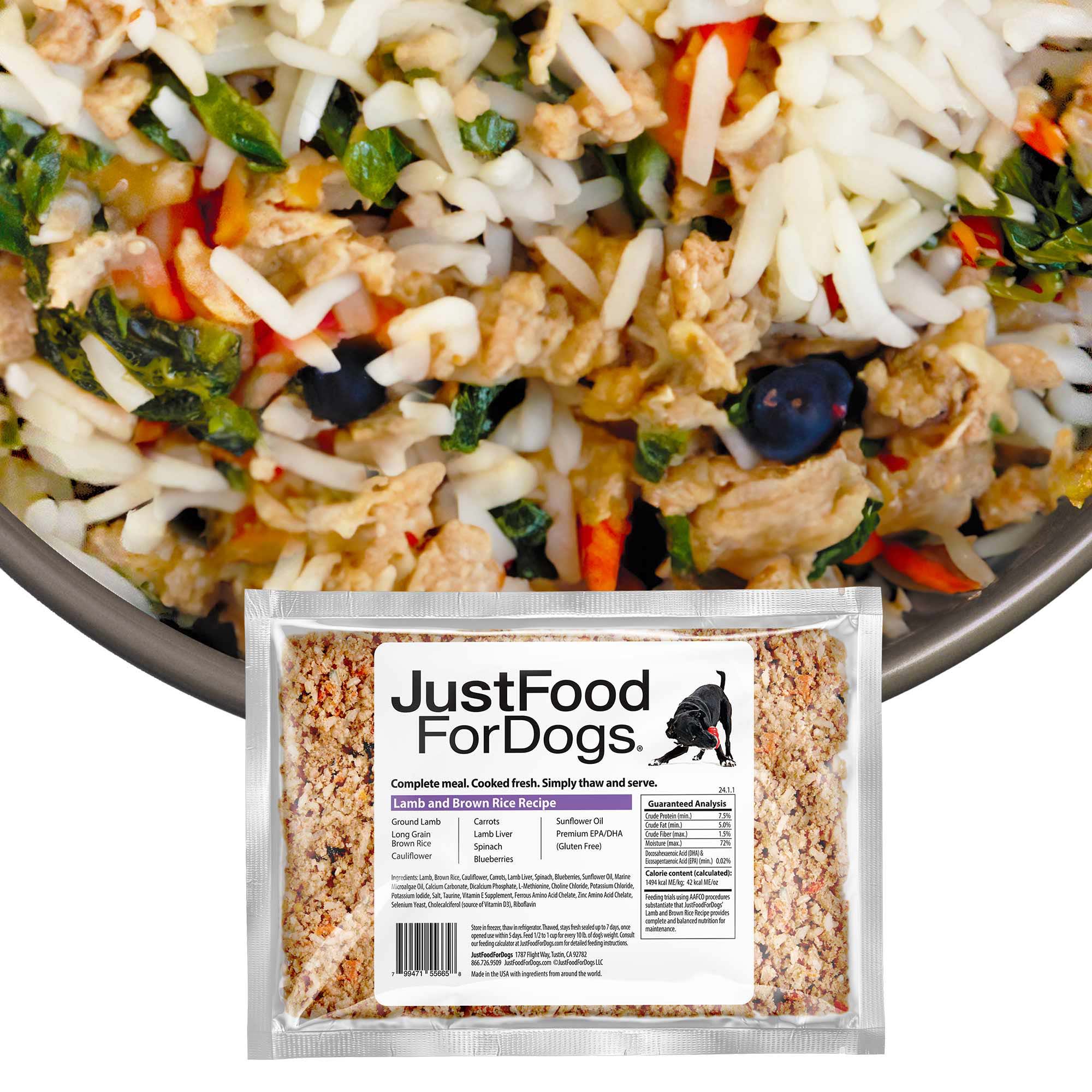 JustFoodForDogs Daily Diets Lamb Brown Rice Frozen Dog Food 18