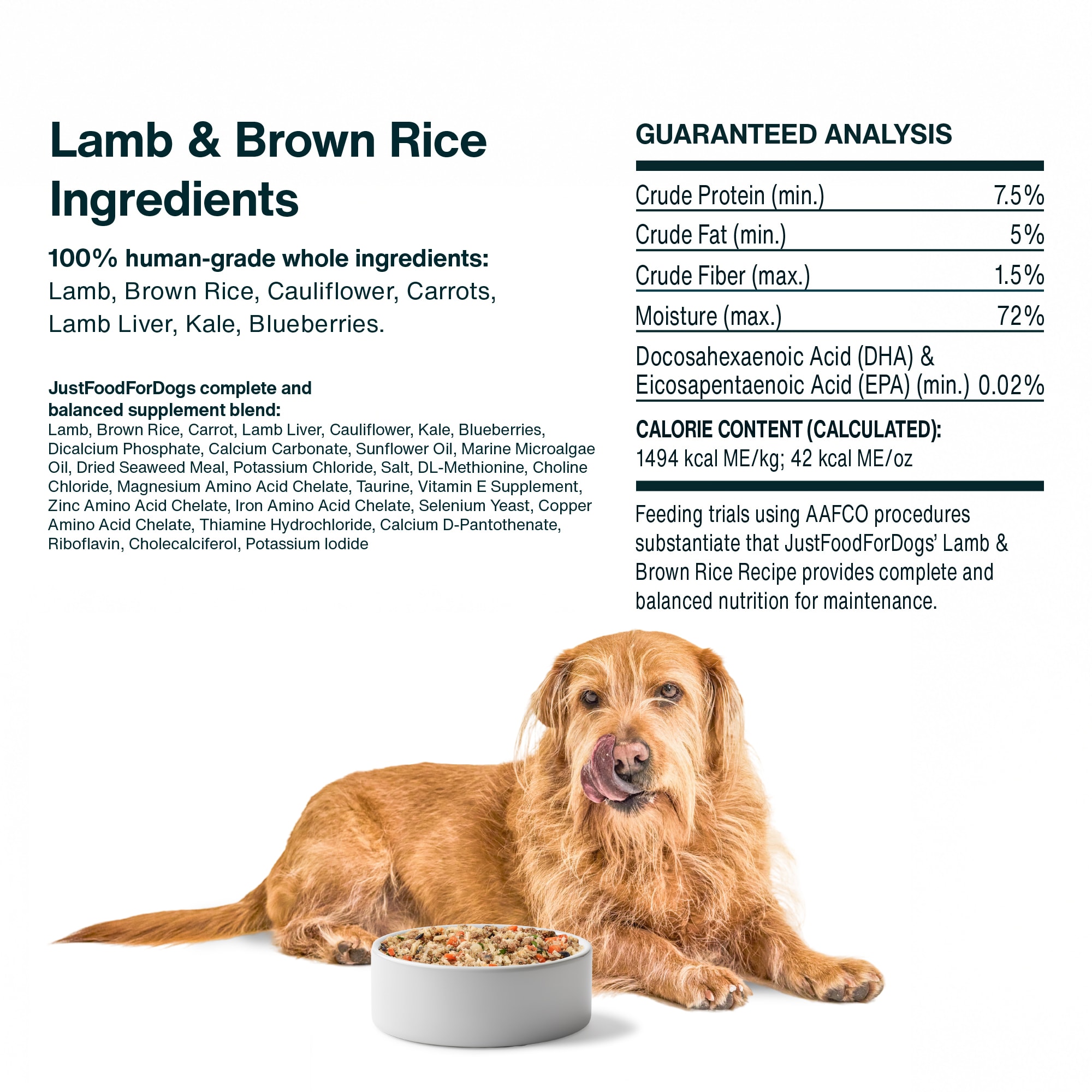 JustFoodForDogs Daily Diets Lamb & Brown Rice Frozen Dog Food, 18 oz