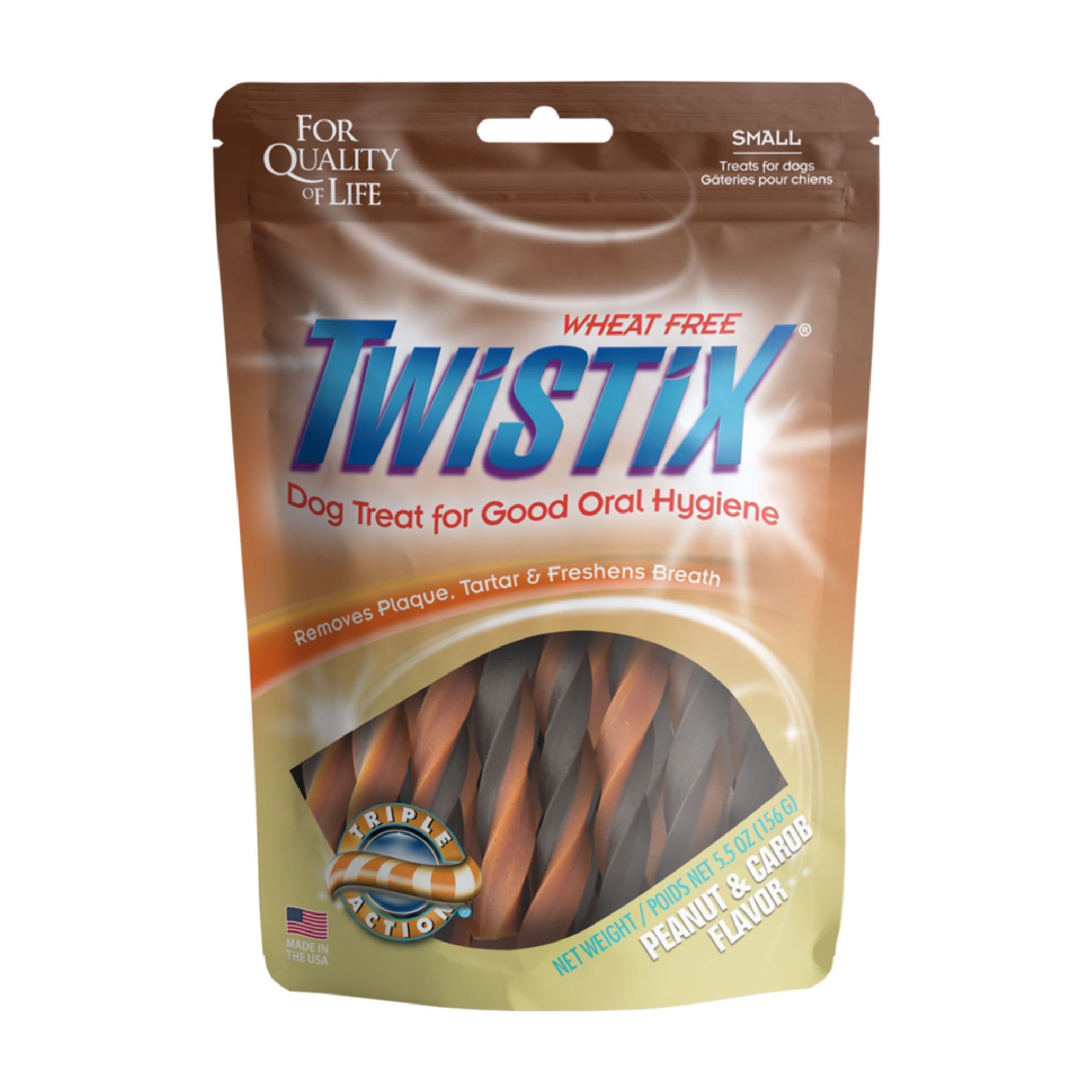 Twistix Peanut Butter Carob Dental Treats for Dogs 5.5 oz from Petco