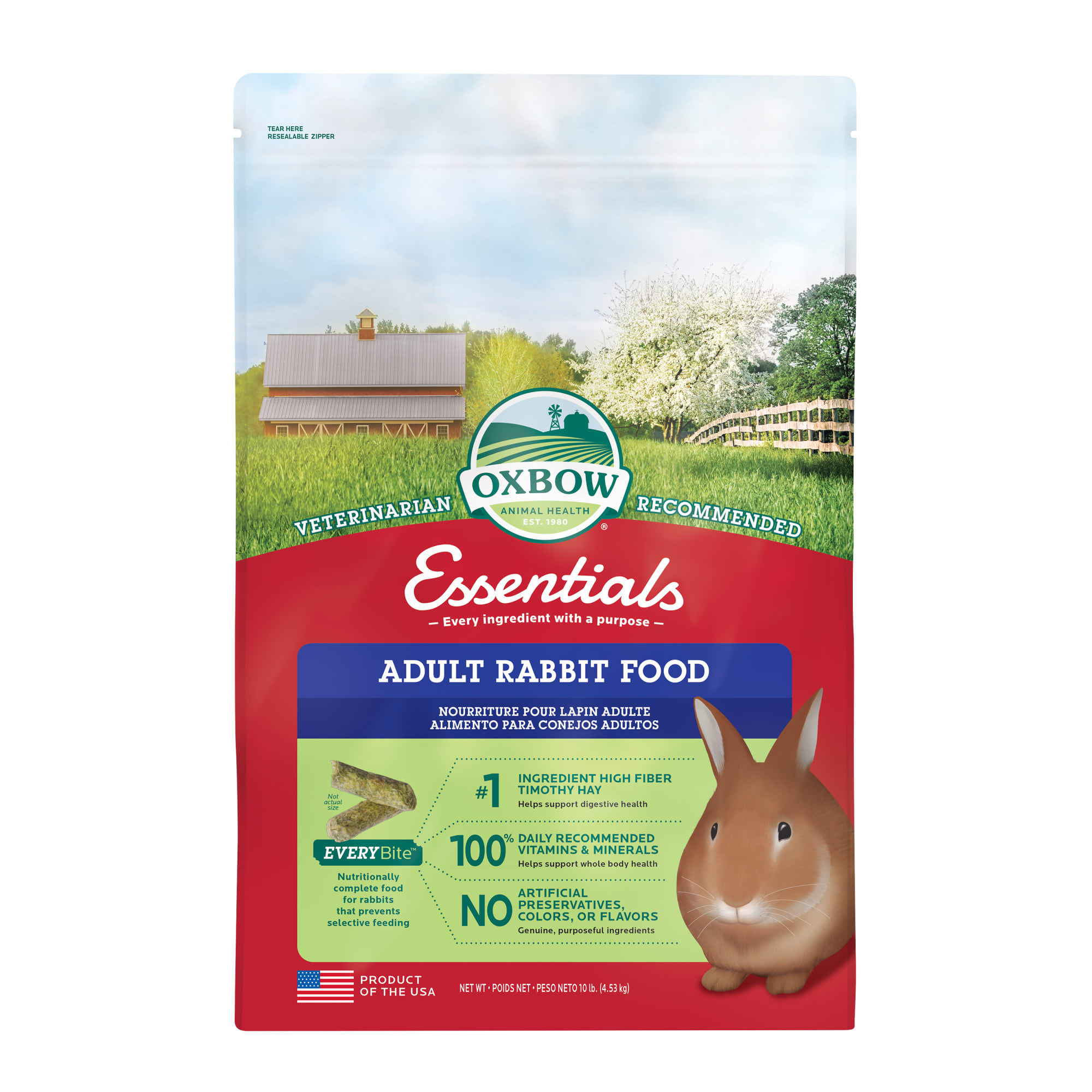 Oxbow Pet Products Essentials Adult Rabbit Food  10 lbs. Dry