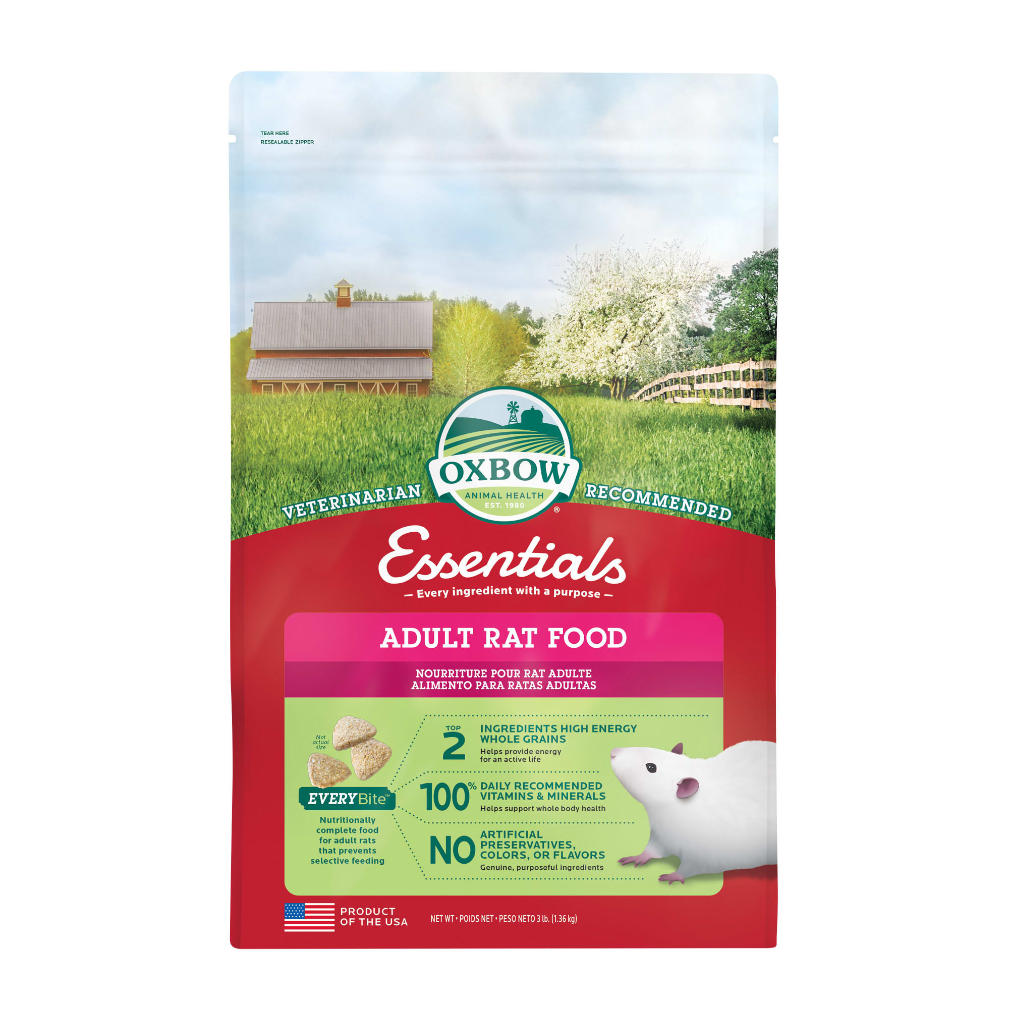 Oxbow Essentials Adult Rat Food, 3 lbs 