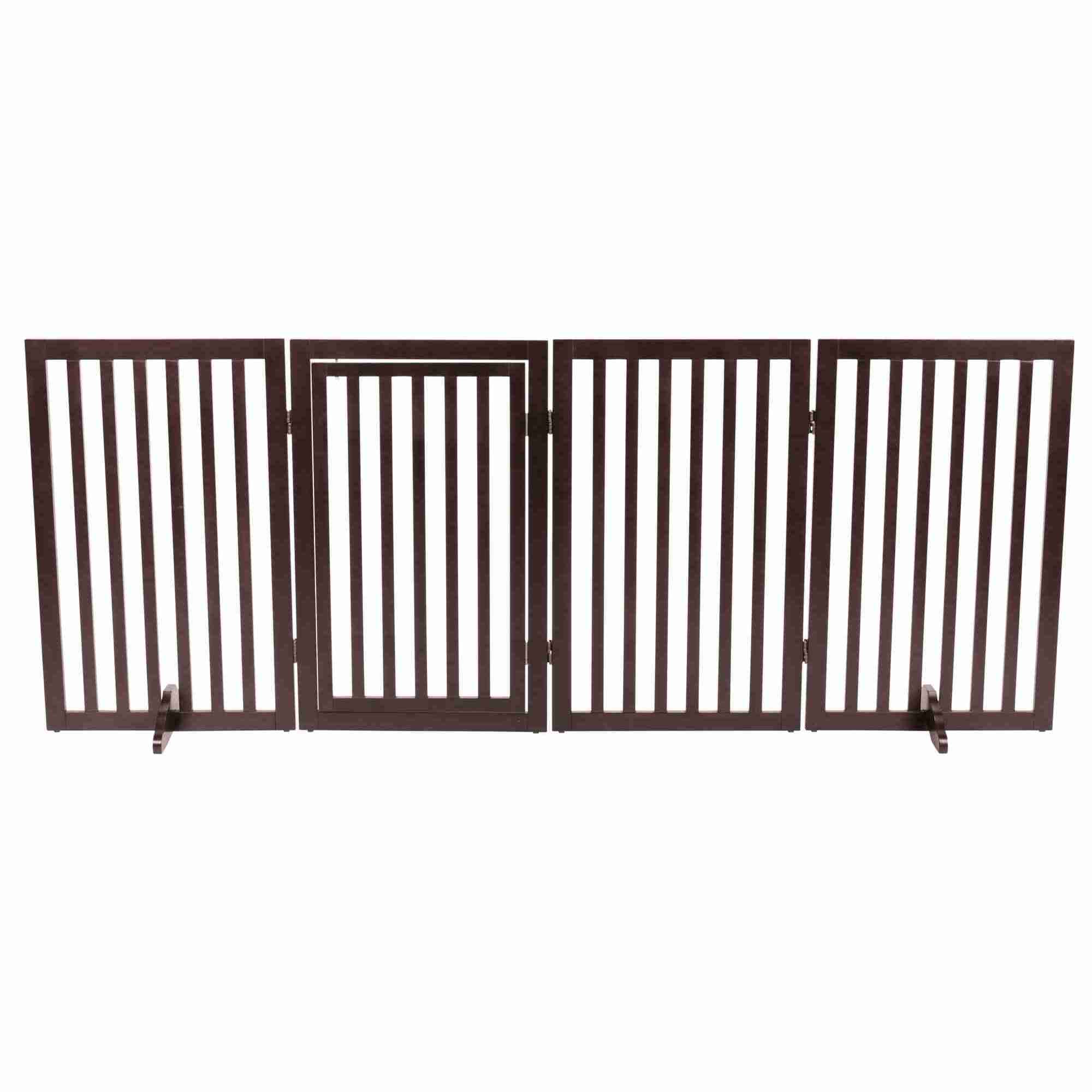 TRIXIE 4Panel Wood Dog Barrier & Gate, Brown 24" H