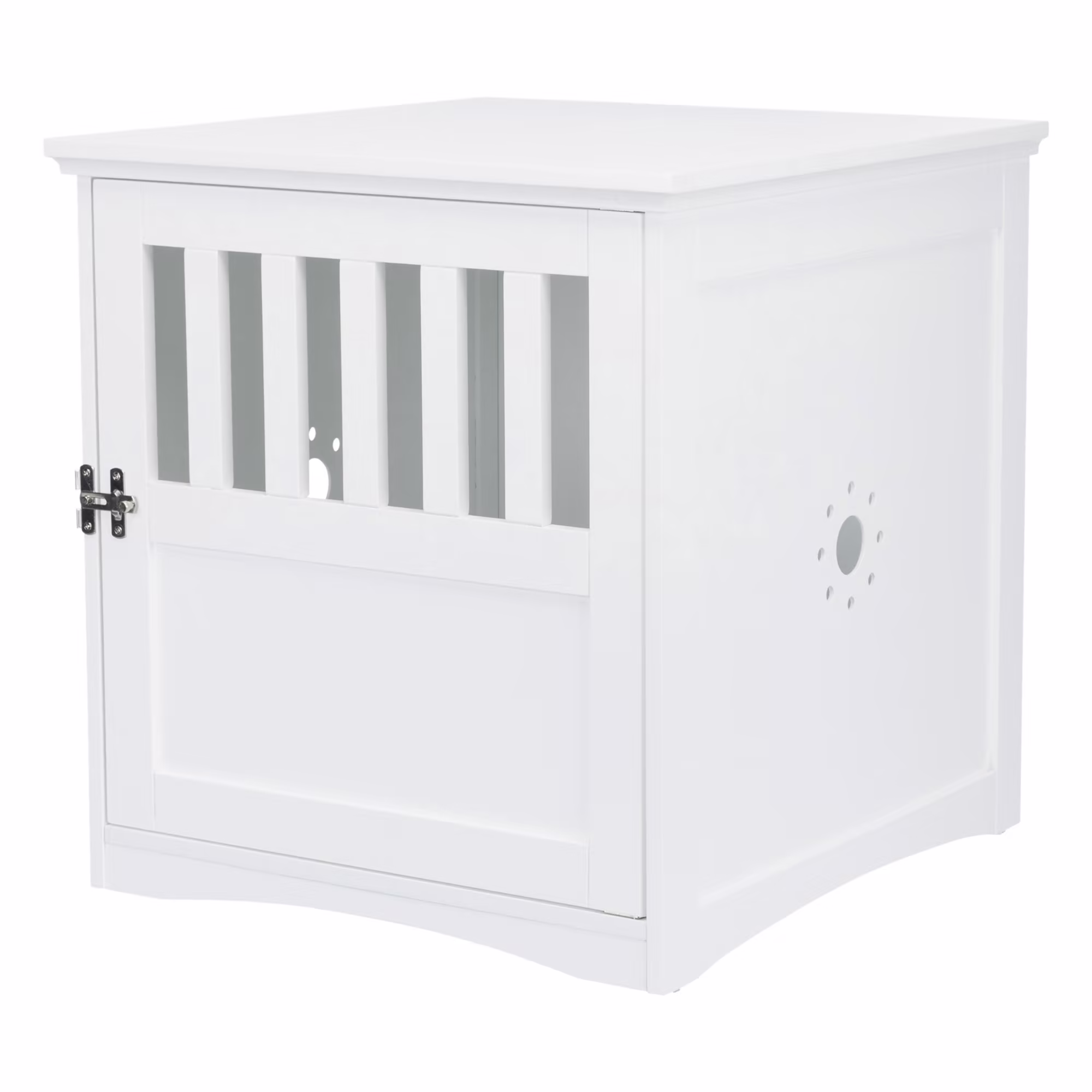 white wooden dog crate