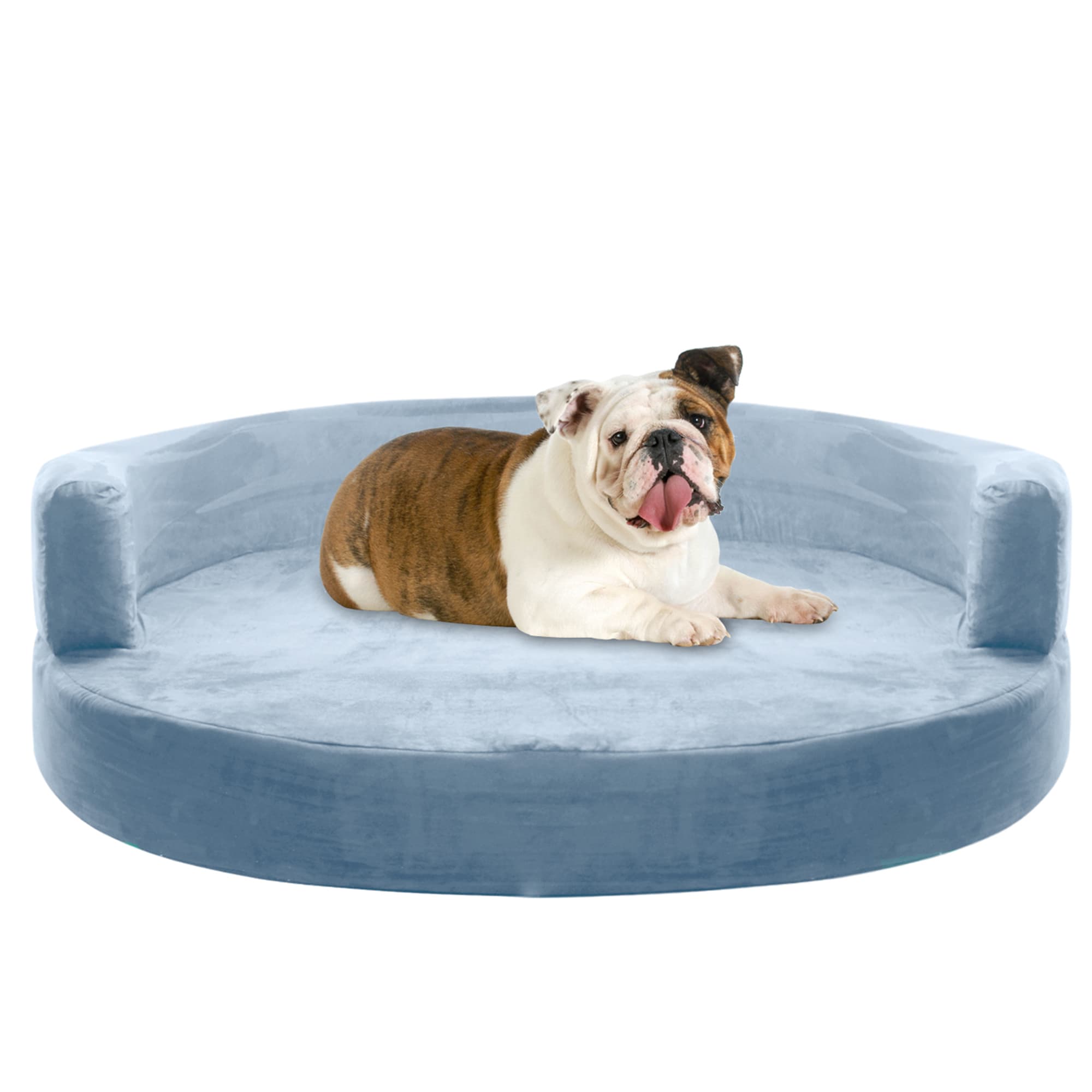 Kopeks Orthopedic Memory Foam Round Sofa Bed for Dogs, 35.5" D, Blue