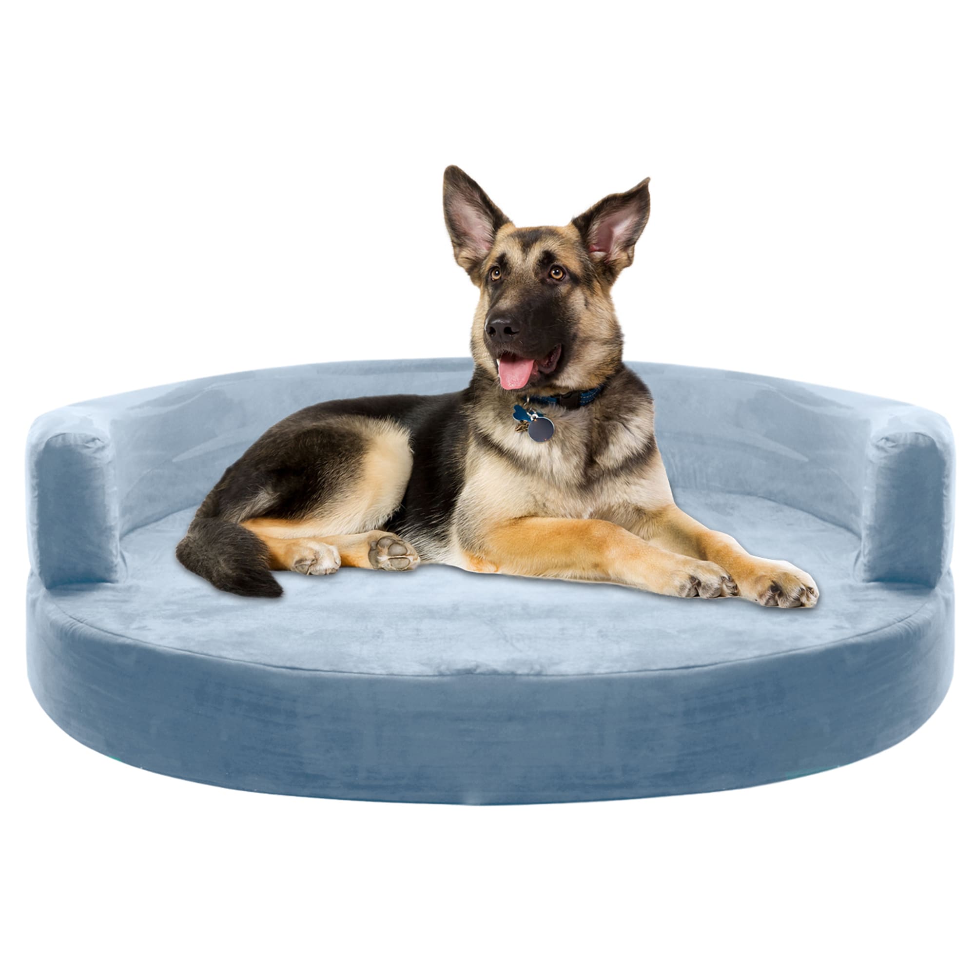 Kopeks Orthopedic Memory Foam Round Sofa Bed for Dogs, 50" D, Blue Petco