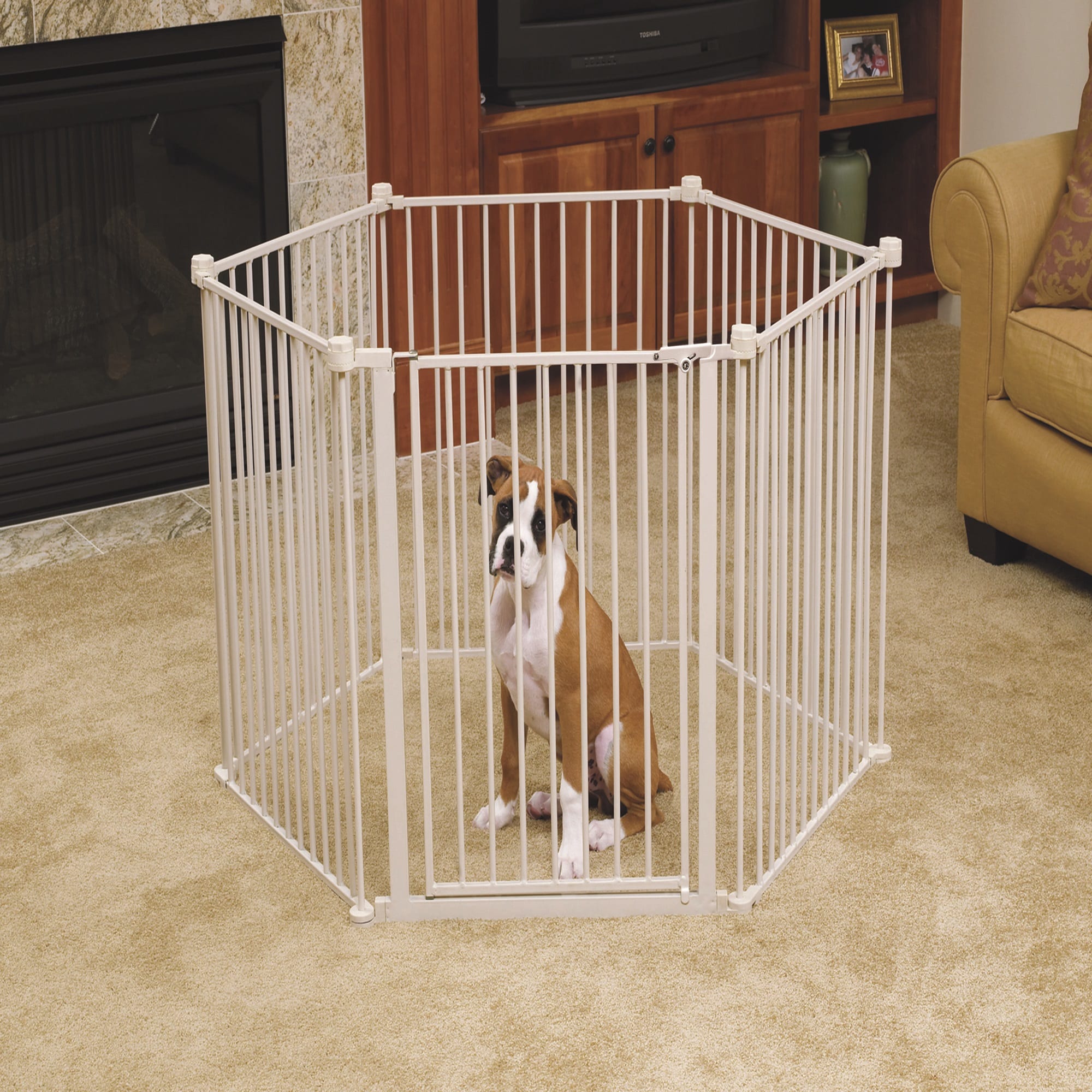 Carlson Convertible Super Pet Yard Gate Metal White