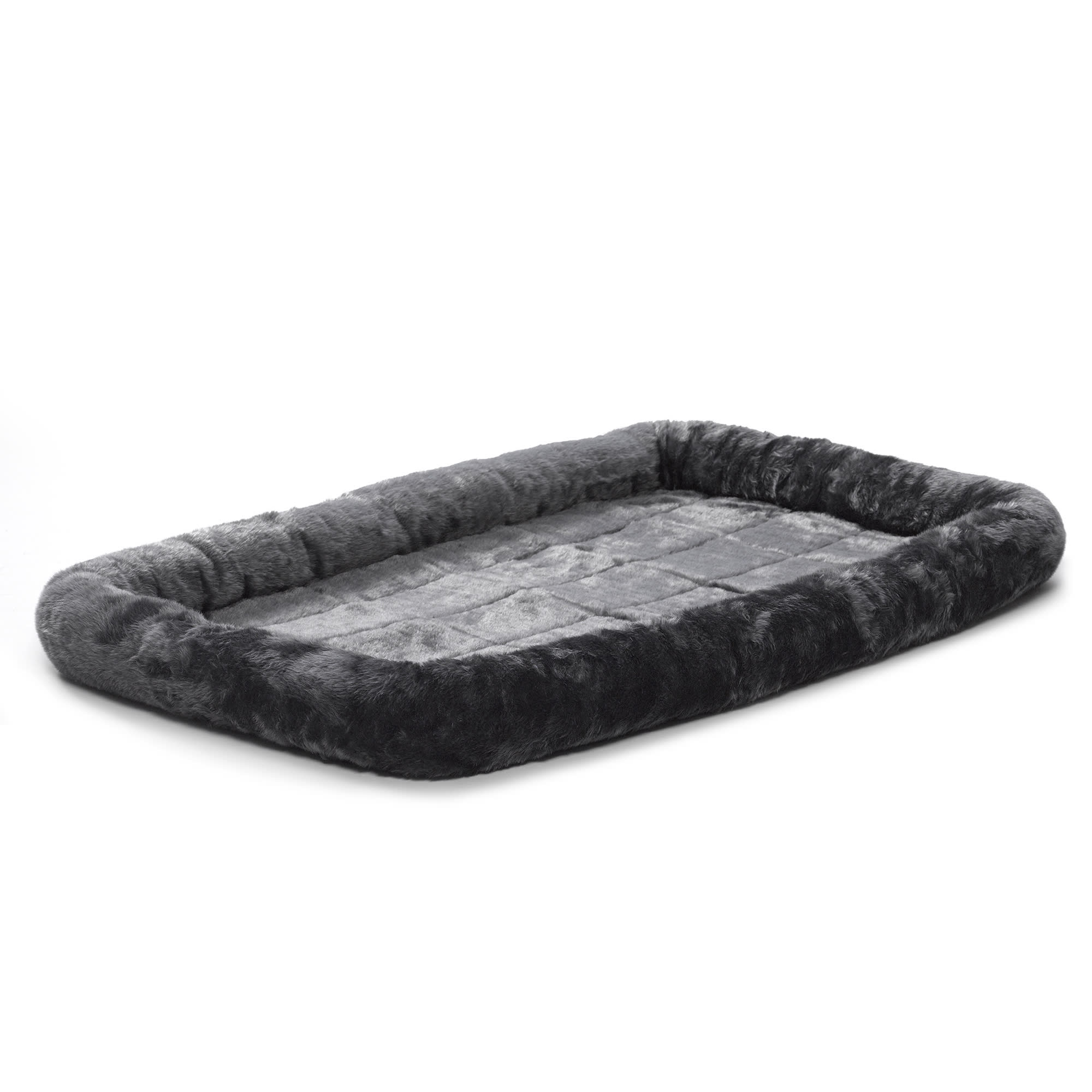 Midwest Quiet Time Bolster Gray Dog Bed, 48" L X 30" W Petco