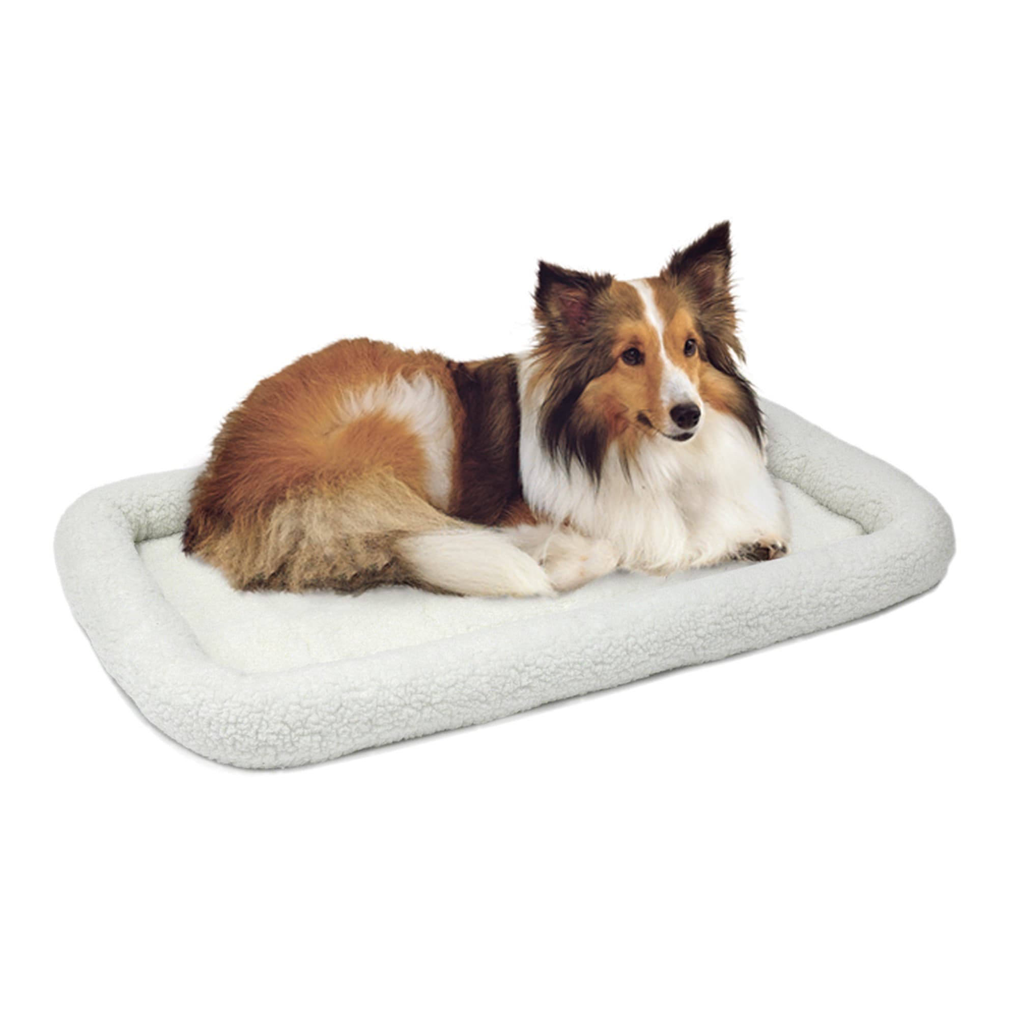 Midwest Quiet Time Bolster White Dog Bed, 36" L X 23" W Petco