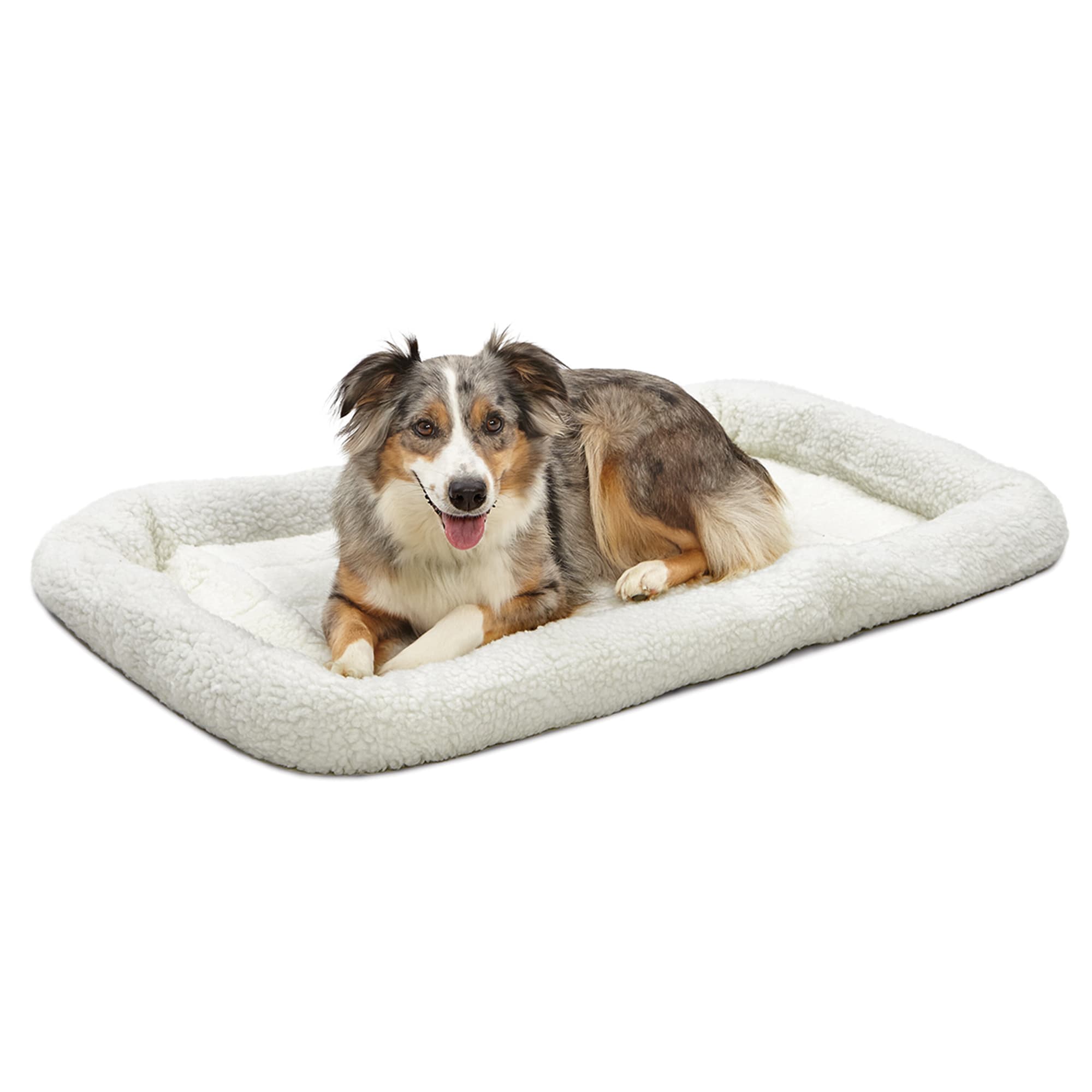 Midwest Quiet Time Bolster White Dog Bed, 42" L X 26" W Petco