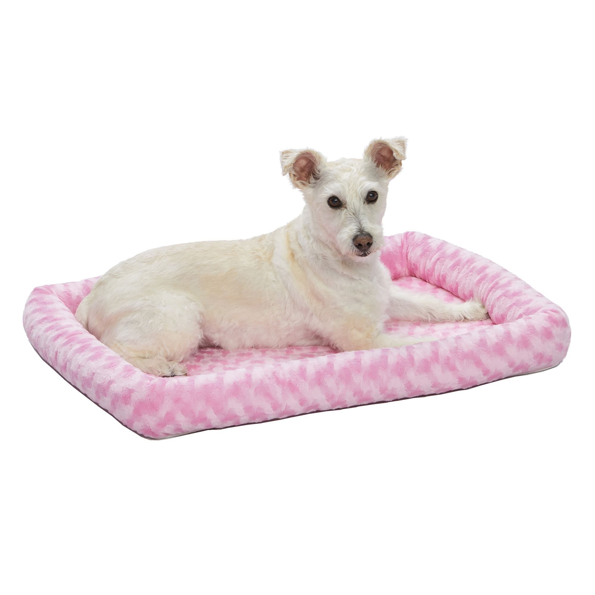 Midwest Quiet Time Bolster Pink Dog Bed, 30" L X 21" W Petco