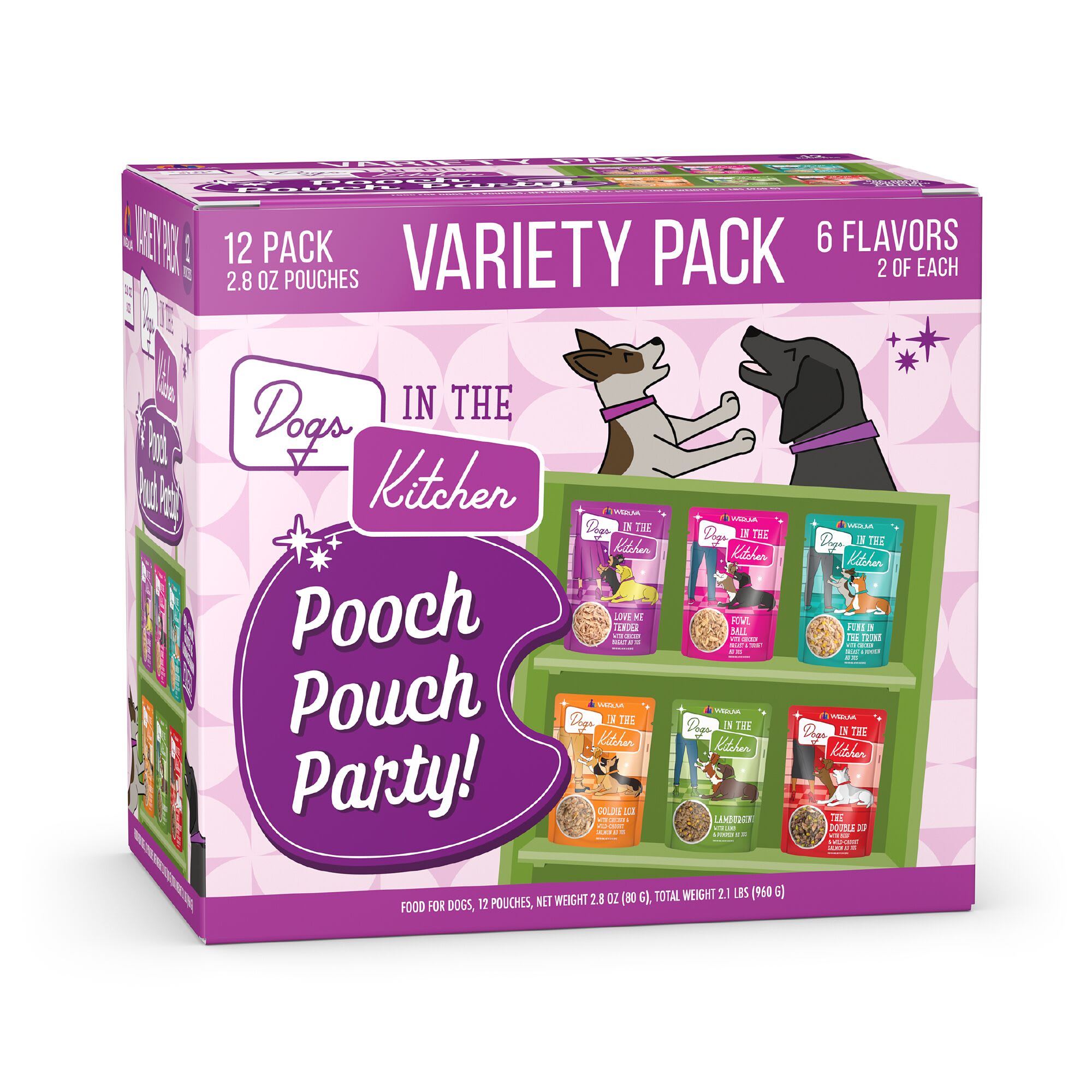 Dogs in the Kitchen Pooch Pouch Party Variety Pack Wet Dog Food