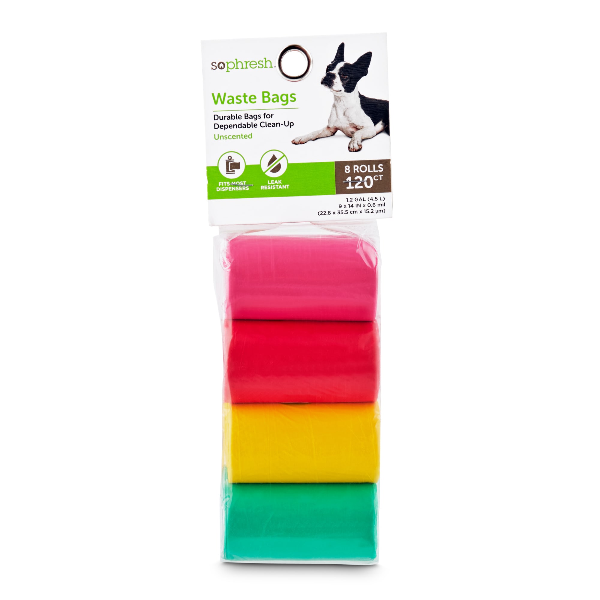 So Phresh Pink and Multicolored Solid Dog Waste Bags, Count of 120, Standard, Pink / Multi-Color