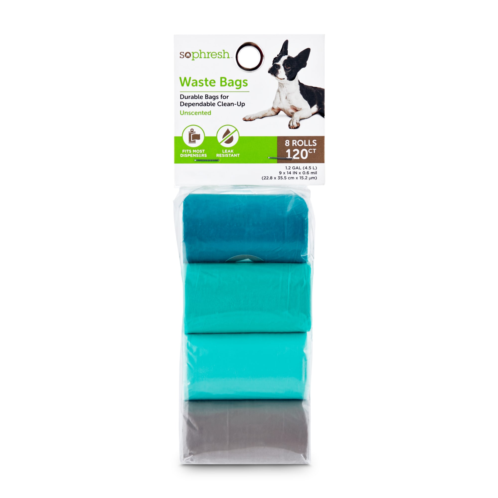 So Phresh Aqua and Multicolored Solid Dog Waste Bags, Count of 120, Medium, Blue / Multi-Color