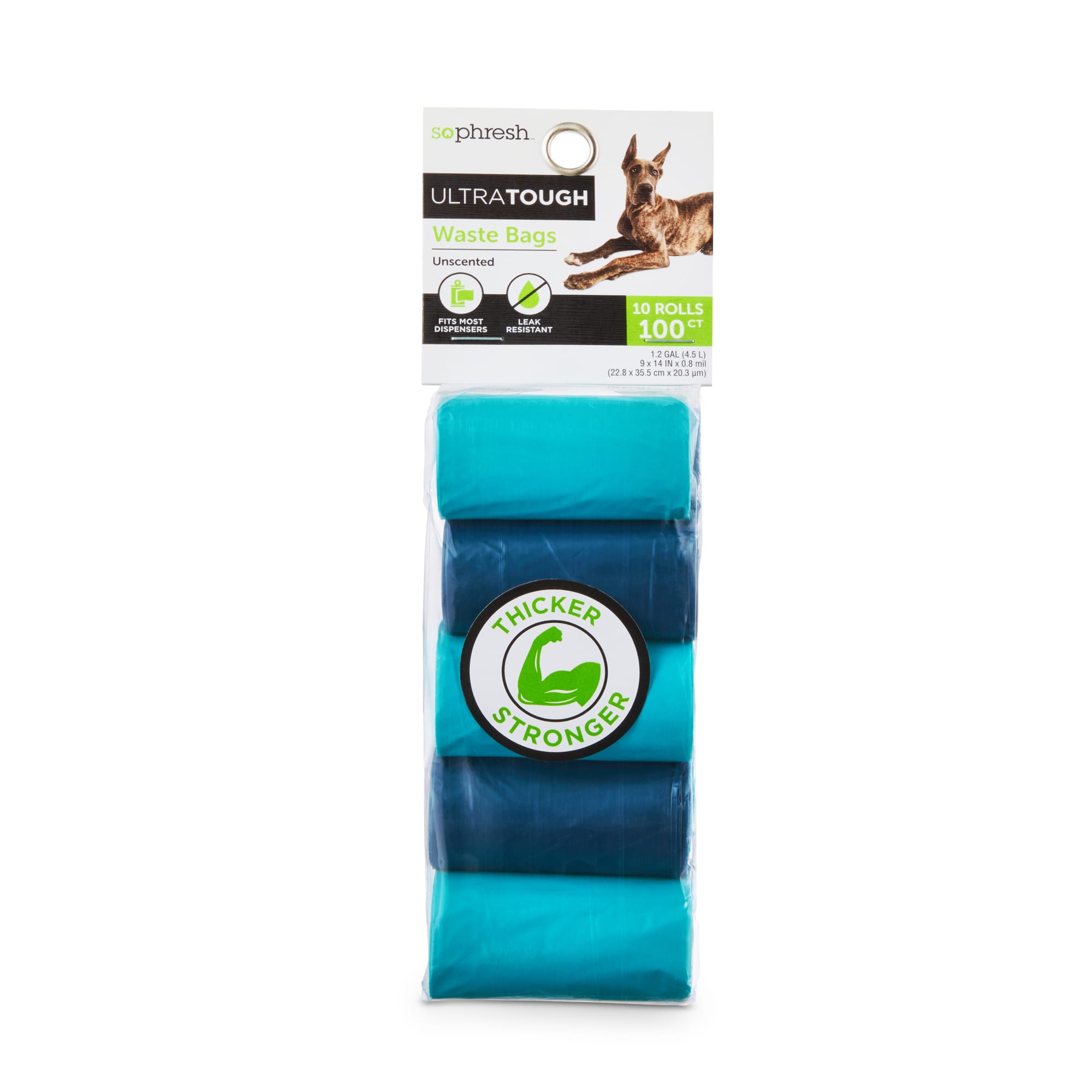 So Phresh Blue Ultra-Tough Waste Bag Refill Rolls for Dogs, Count of 100, Standard