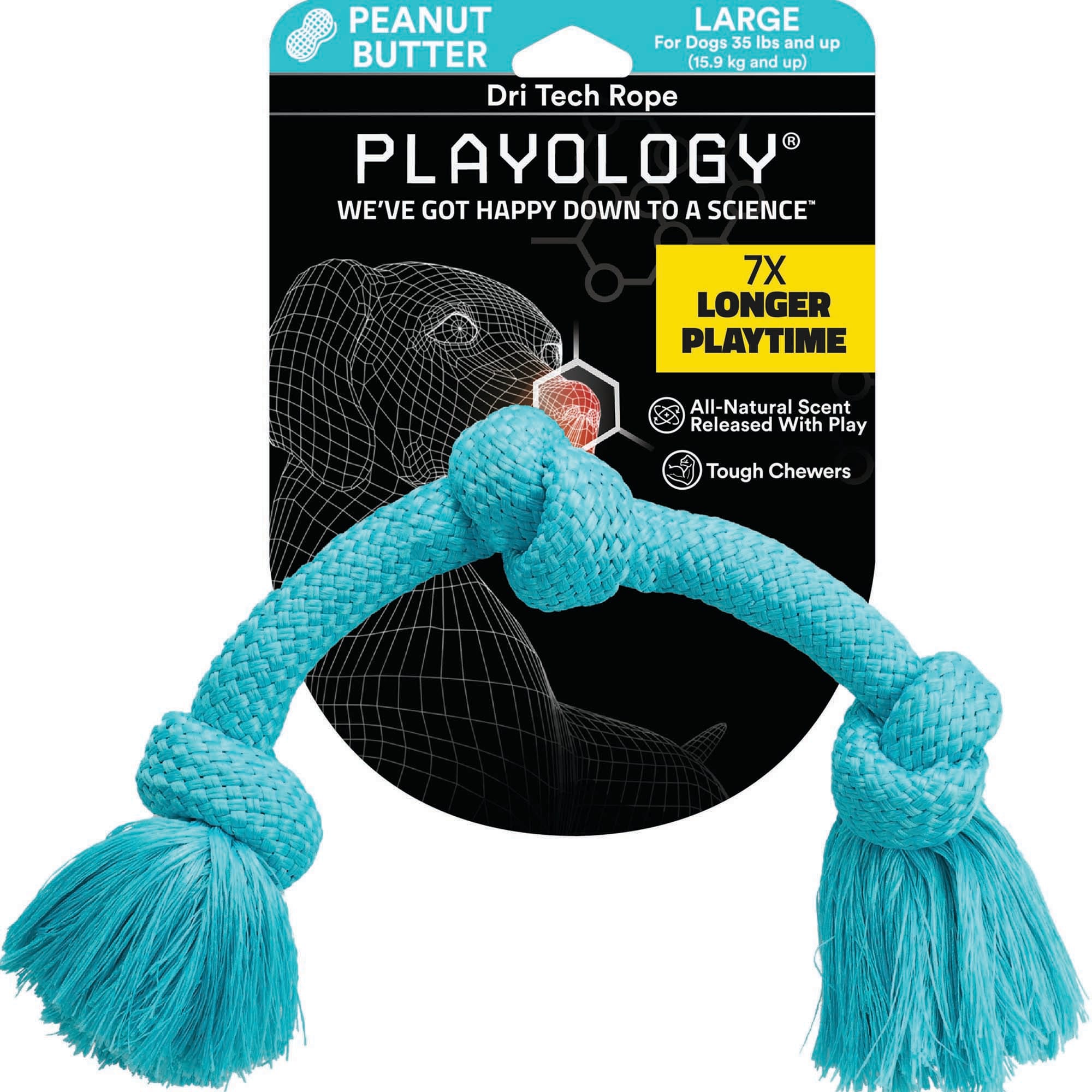 Playology Dri Tech Rope Dog Chew Toy - for Large Dog Breeds (35lbs and Up)  Chicken Scented Dog Toys for Heavy Chewers - Engaging, All-Natural