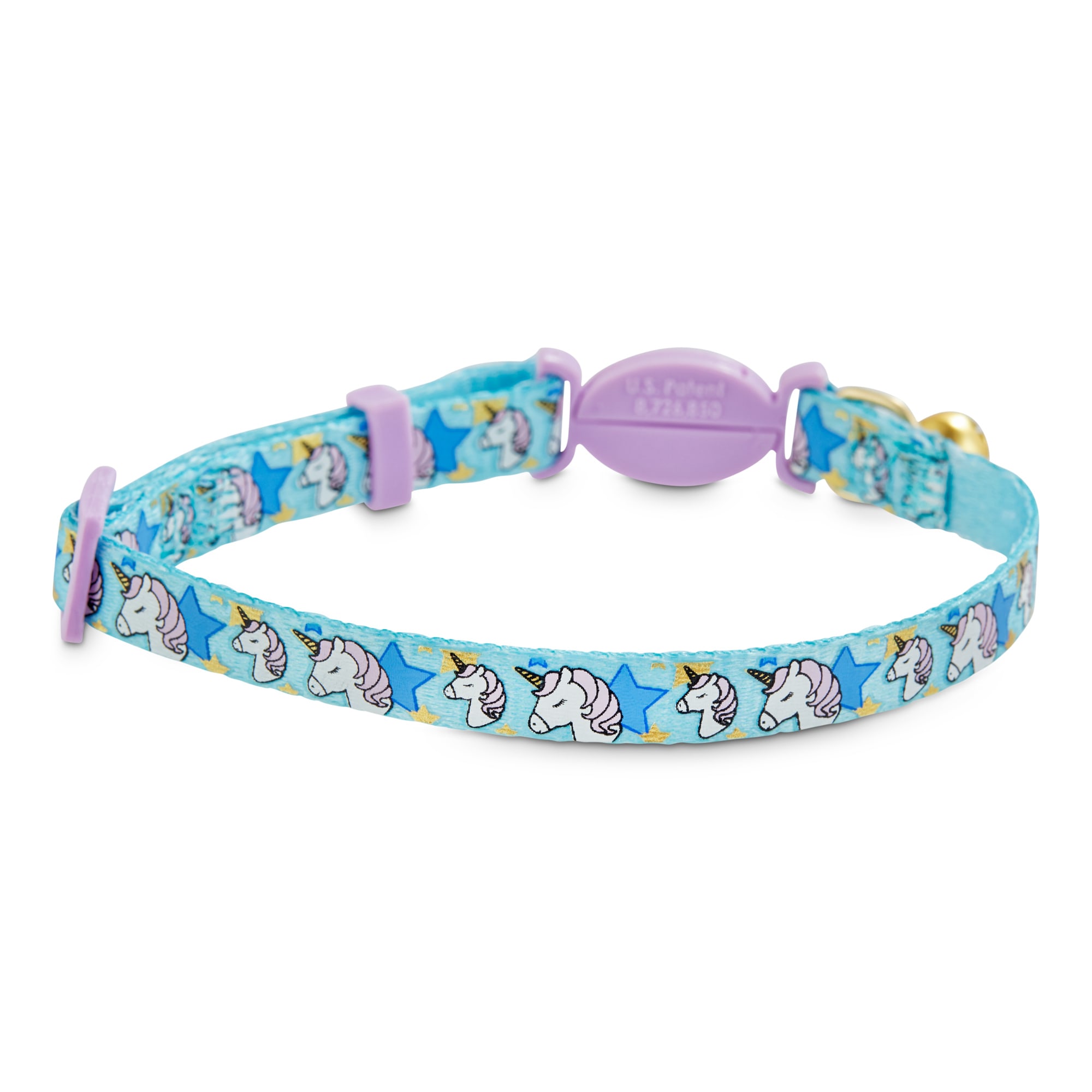 VALENTINES CAT COLLAR SAFETY CLIP BLUE CAT COLLAR WITH WHITE HEARTS & BELL 