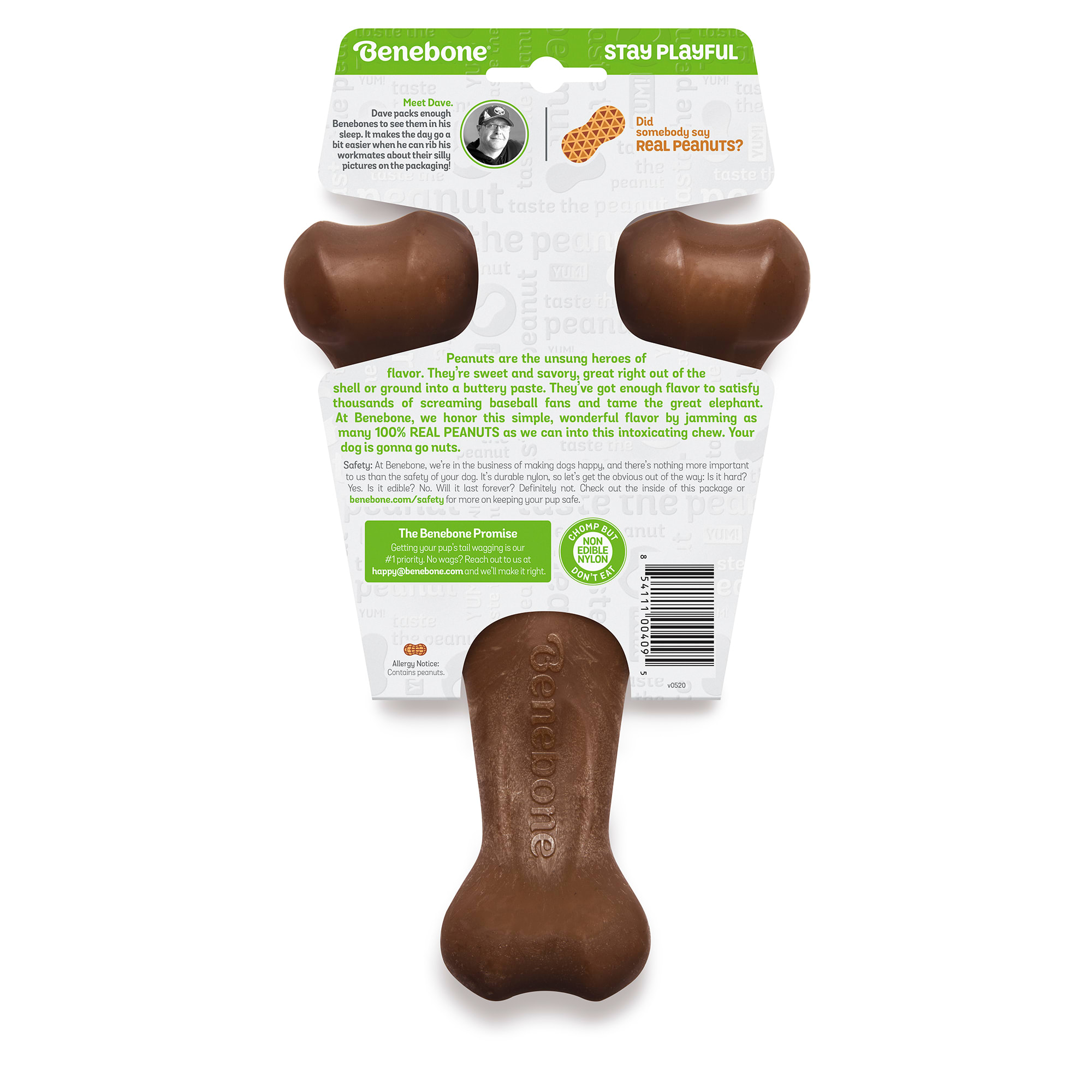 Benebone Peanut Wishbone Dog Chew Toy Small Petco