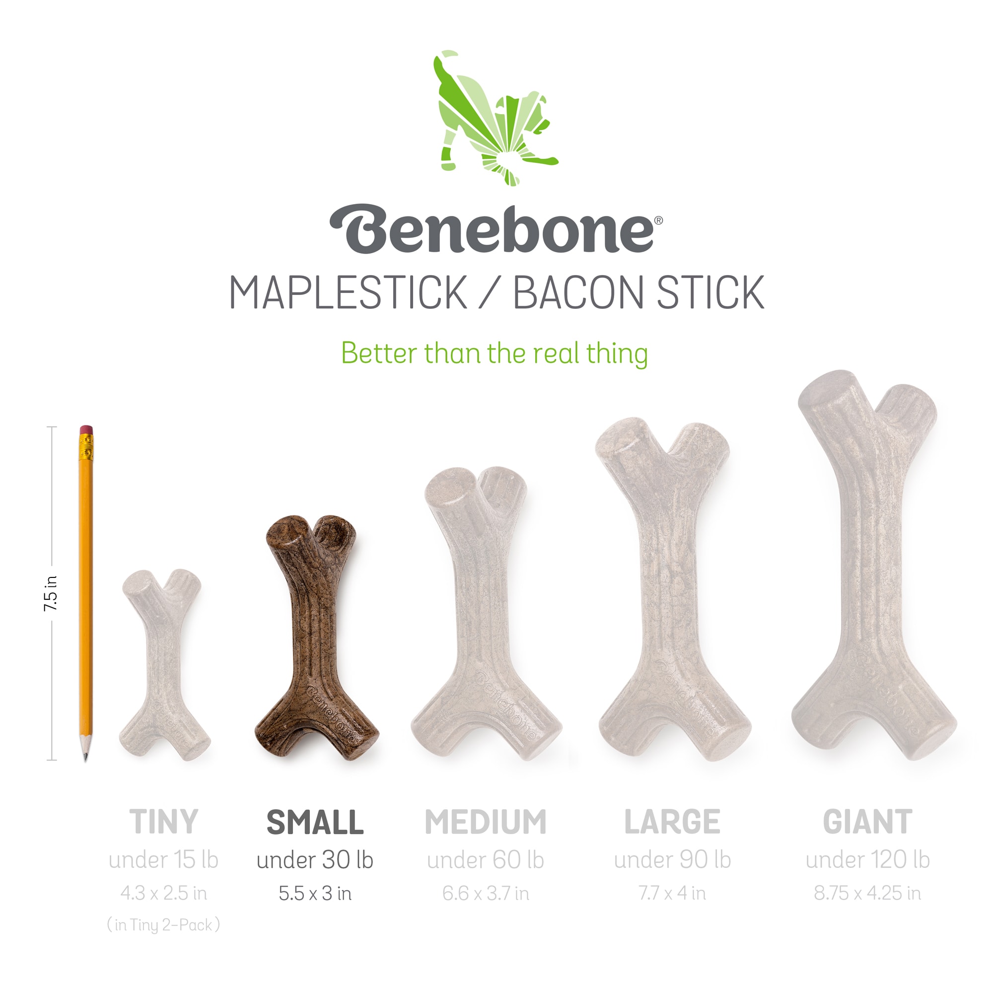 Benebone Maplestick/Bacon Stick Durable Dog Stick Chew Toy Made in USA 