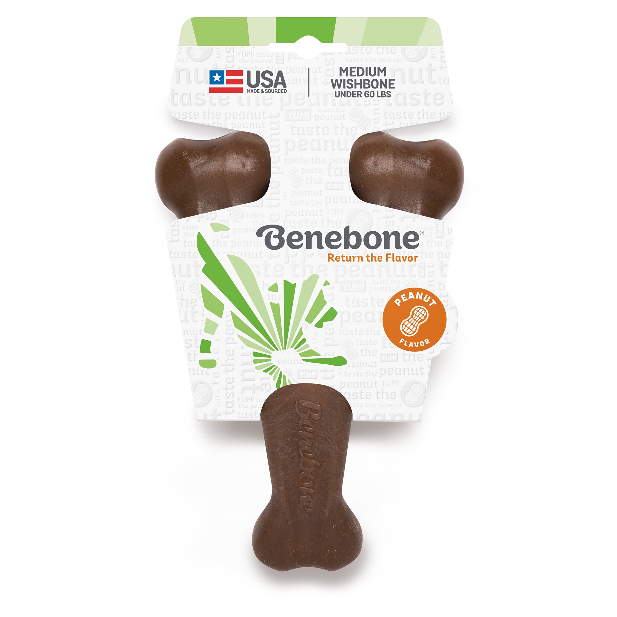 Benebone Peanut Wishbone Dog Chew Toy, Medium Petco