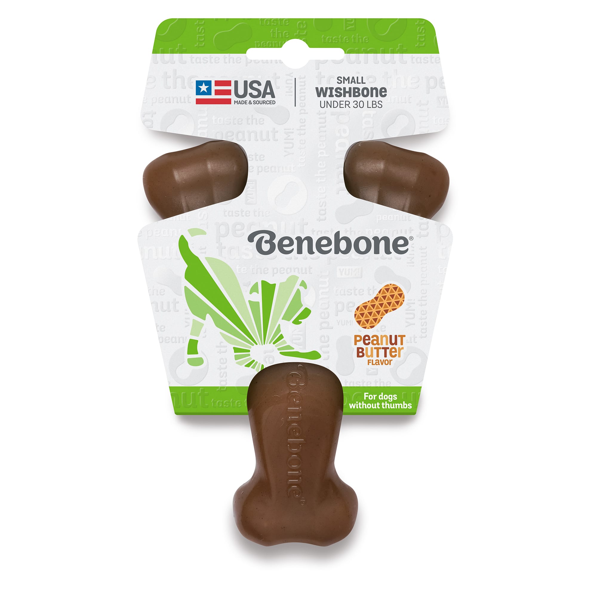 Benebone Peanut Butter Flavor Wishbone Tough Dog Chew Toy, Large