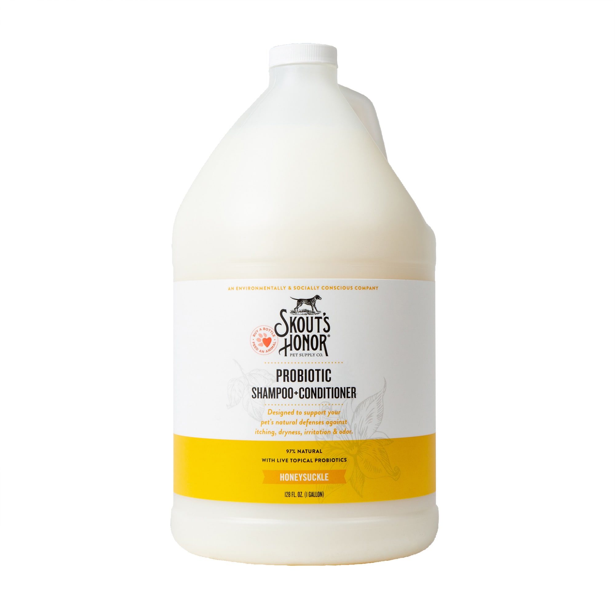 Skout's Honor Probiotic Shampoo Plus Conditioner Honeysuckle for Dogs, 128 fl. oz. Petco