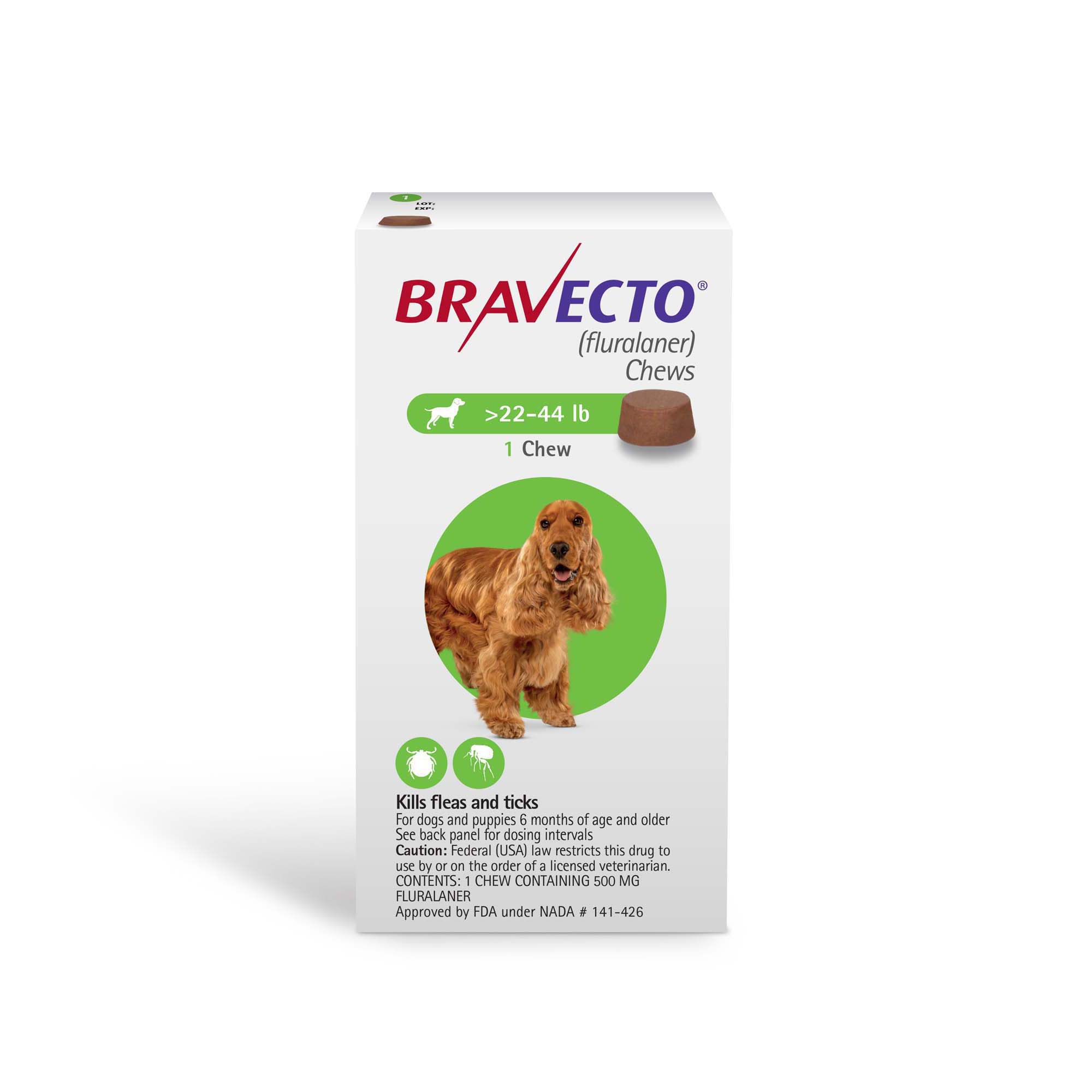 Bravecto Chews For Dogs 22 44 Lbs Single 12 Week Dose Petco
