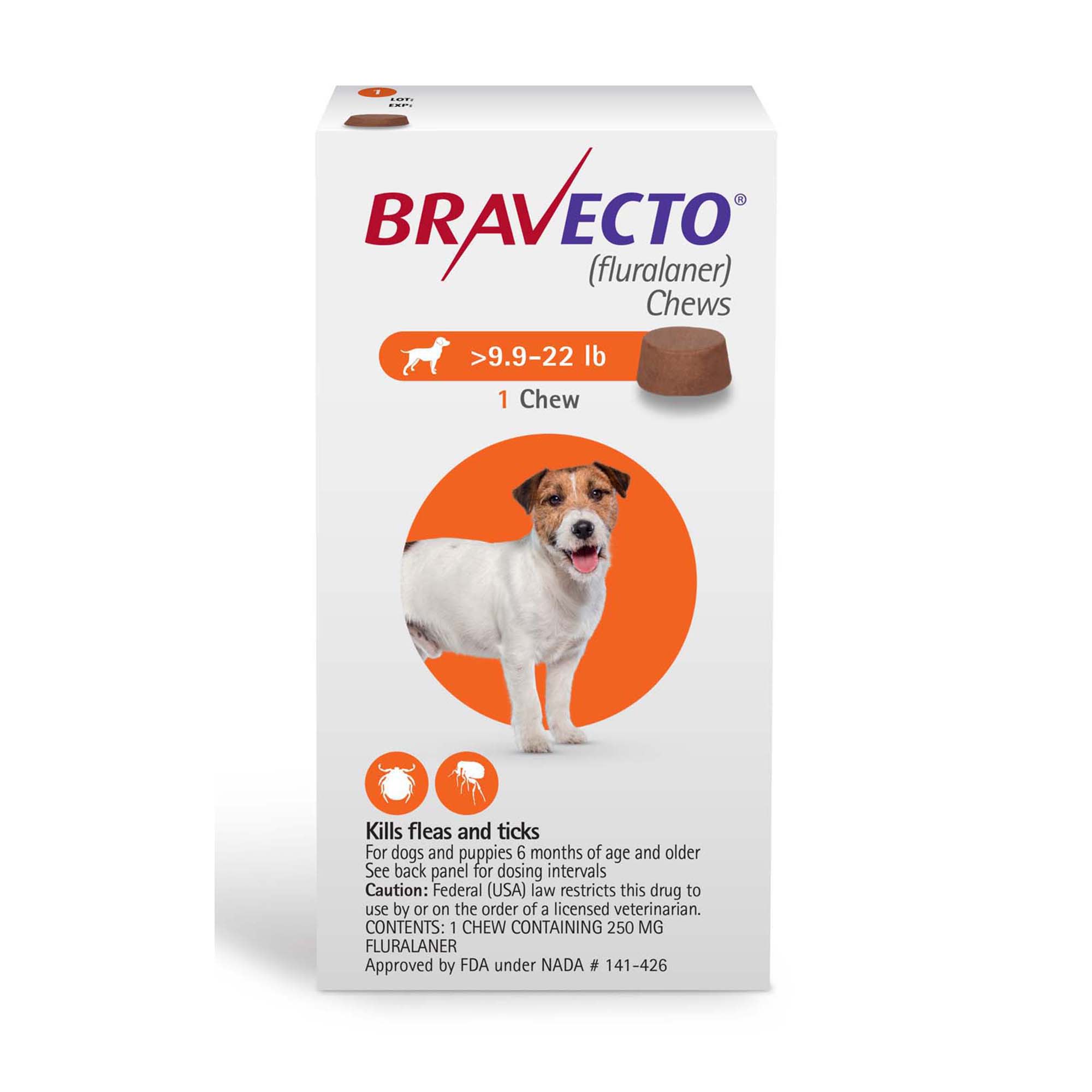 Bravecto Chews For Dogs 9 9 22 Lbs Single 12 Week Dose Petco