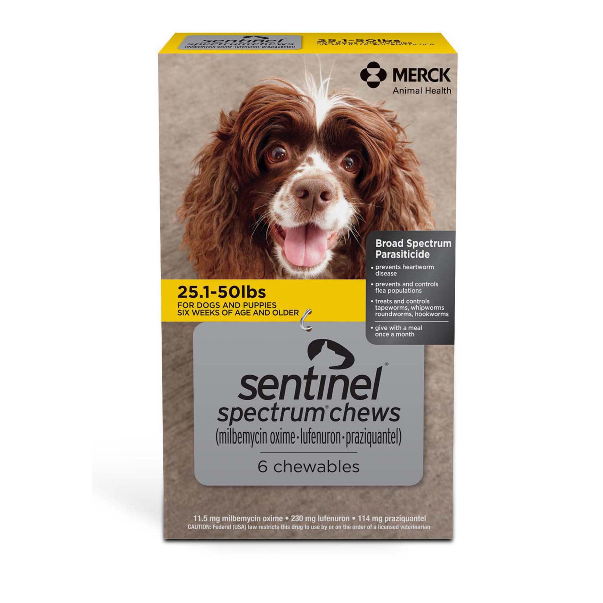 Sentinel Spectrum Dog Chewables 25.1 50 lbs 6 Month Supply