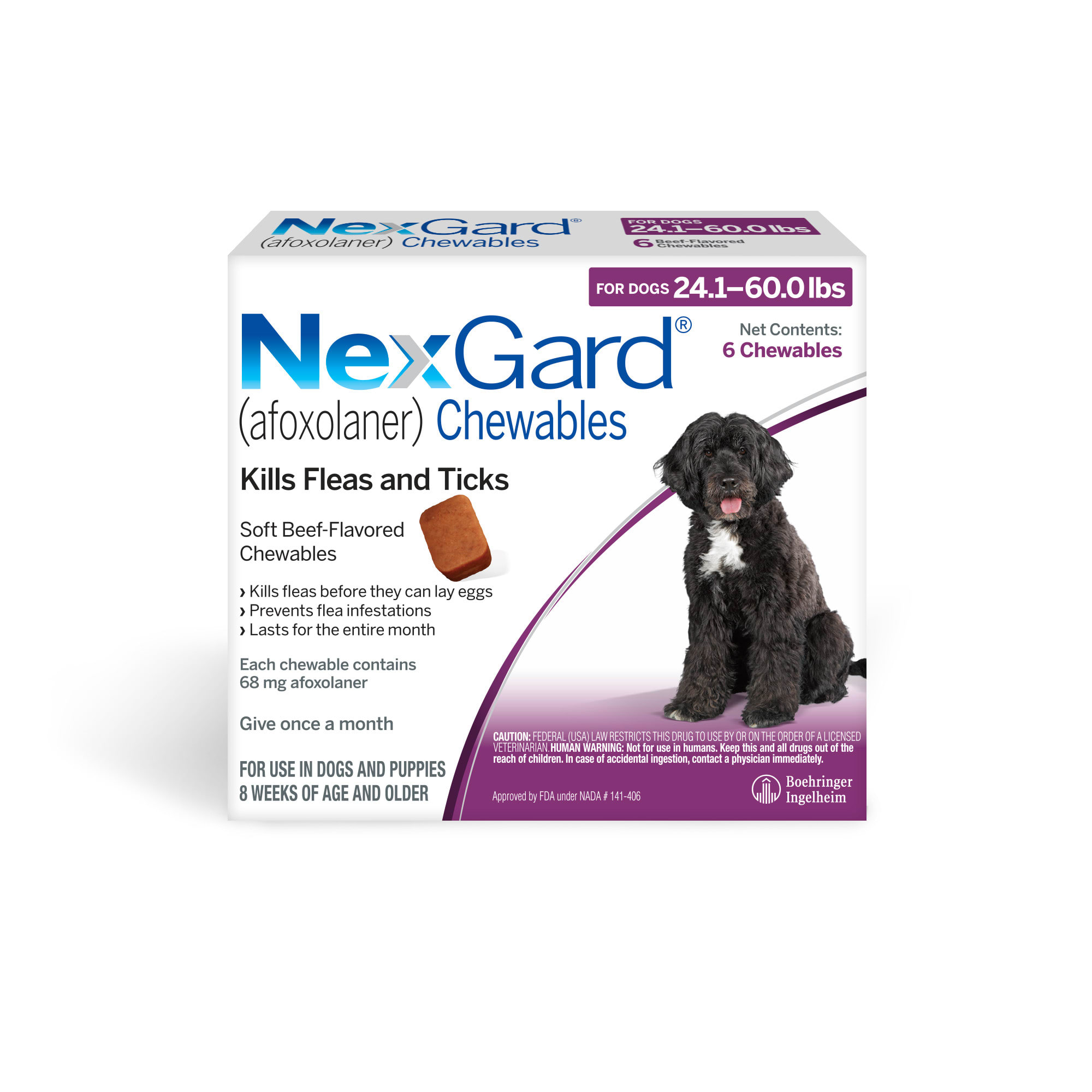 Nexgard Chewables Purple For Dogs 24 1 To 60 Lbs 3 Pack Petco