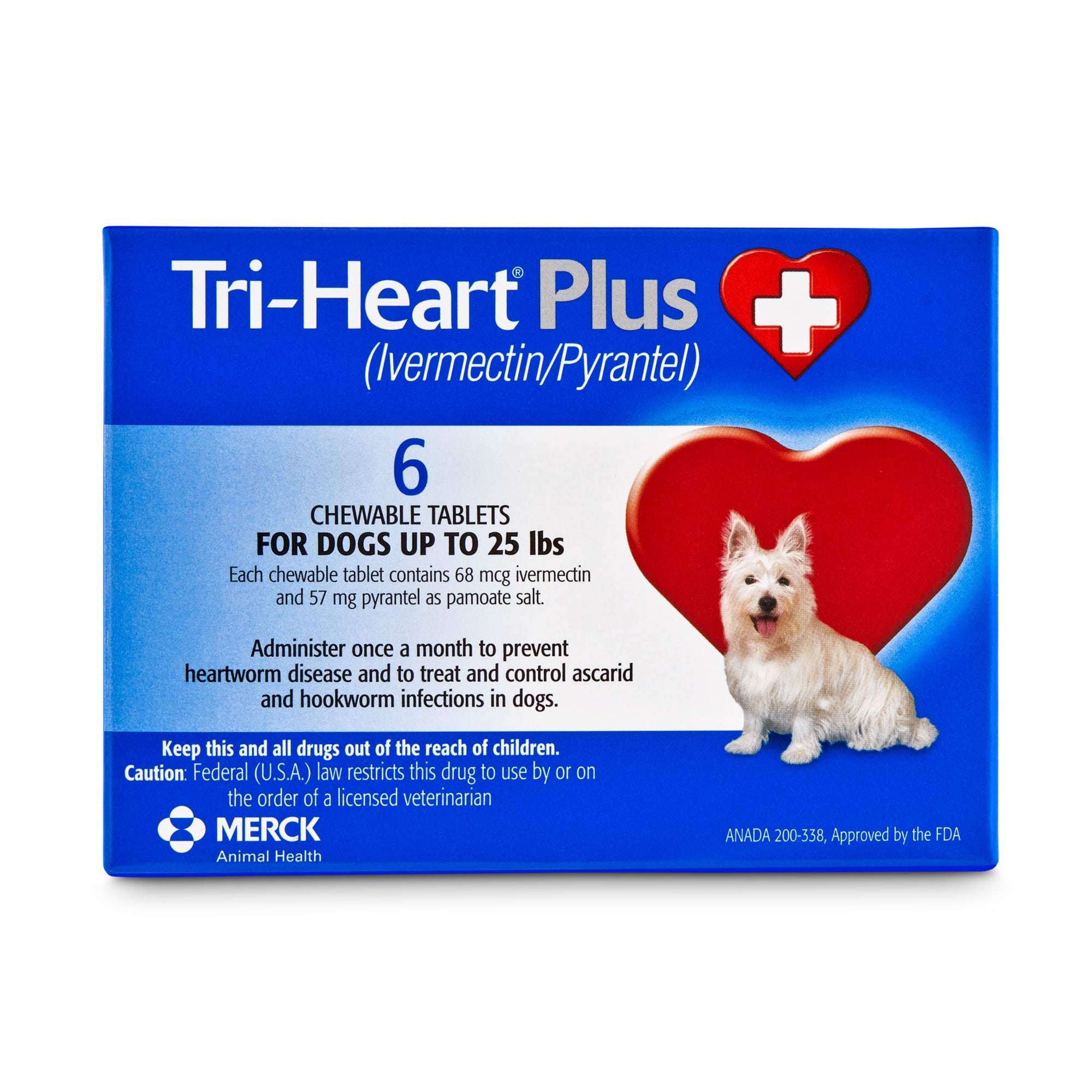 Tri Heart Plus Chewable Tablets for Dogs Up to 25 lbs 6 Month