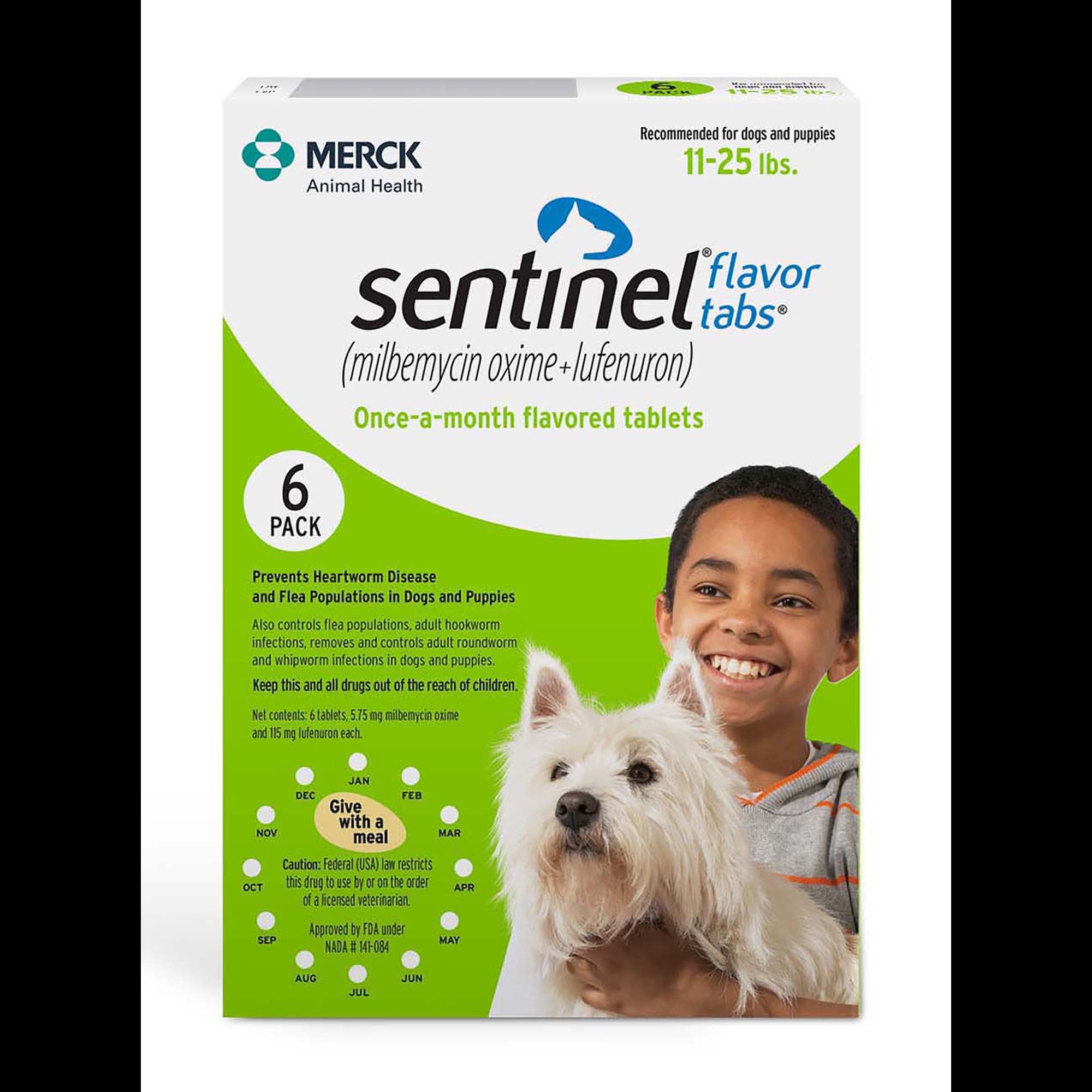 Sentinel Flavor Tablets for Dogs 11 25 lbs 6 Month Supply