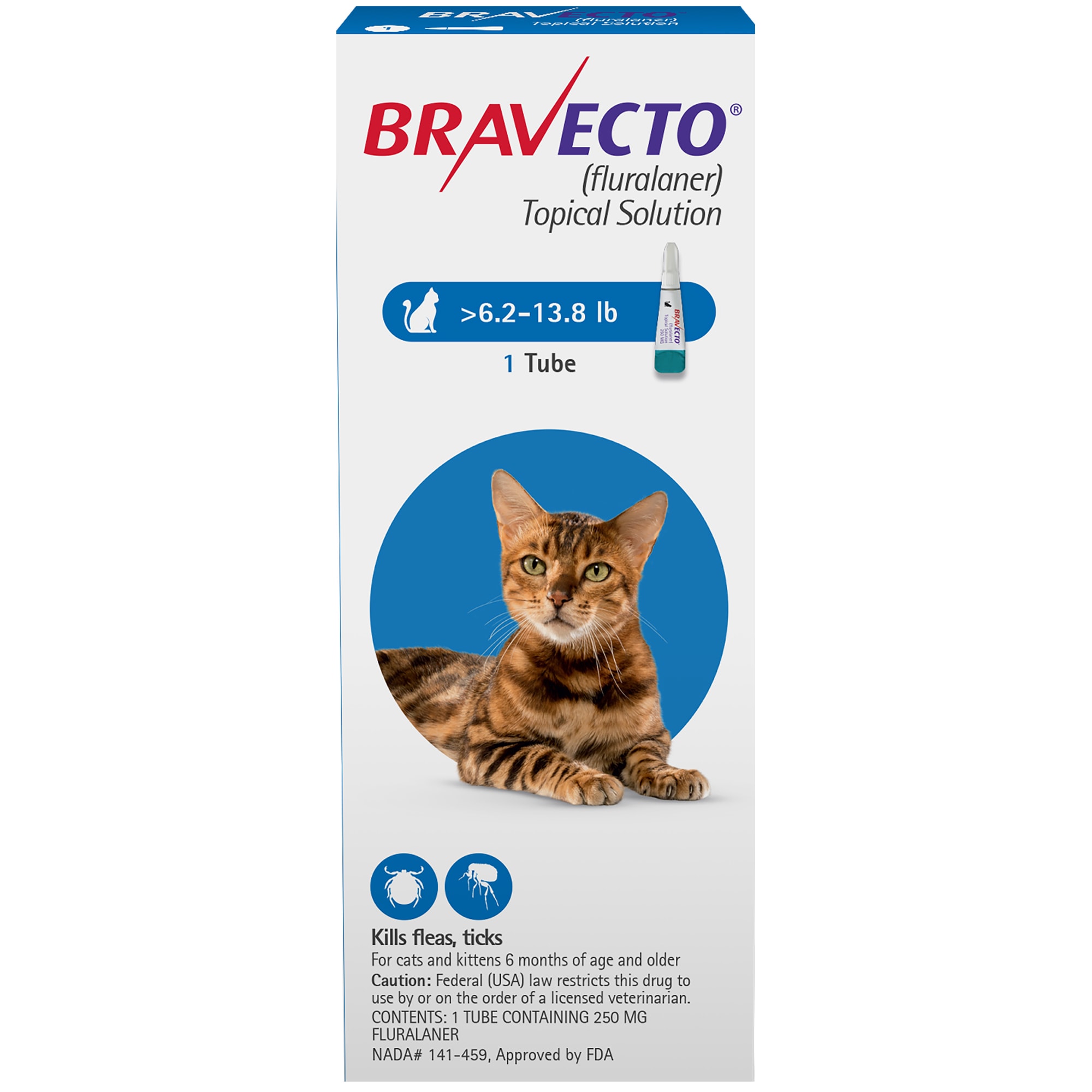 Bravecto Topical Solution For Cats 6 2 13 8 Lbs Single 12 Week Dose Petco
