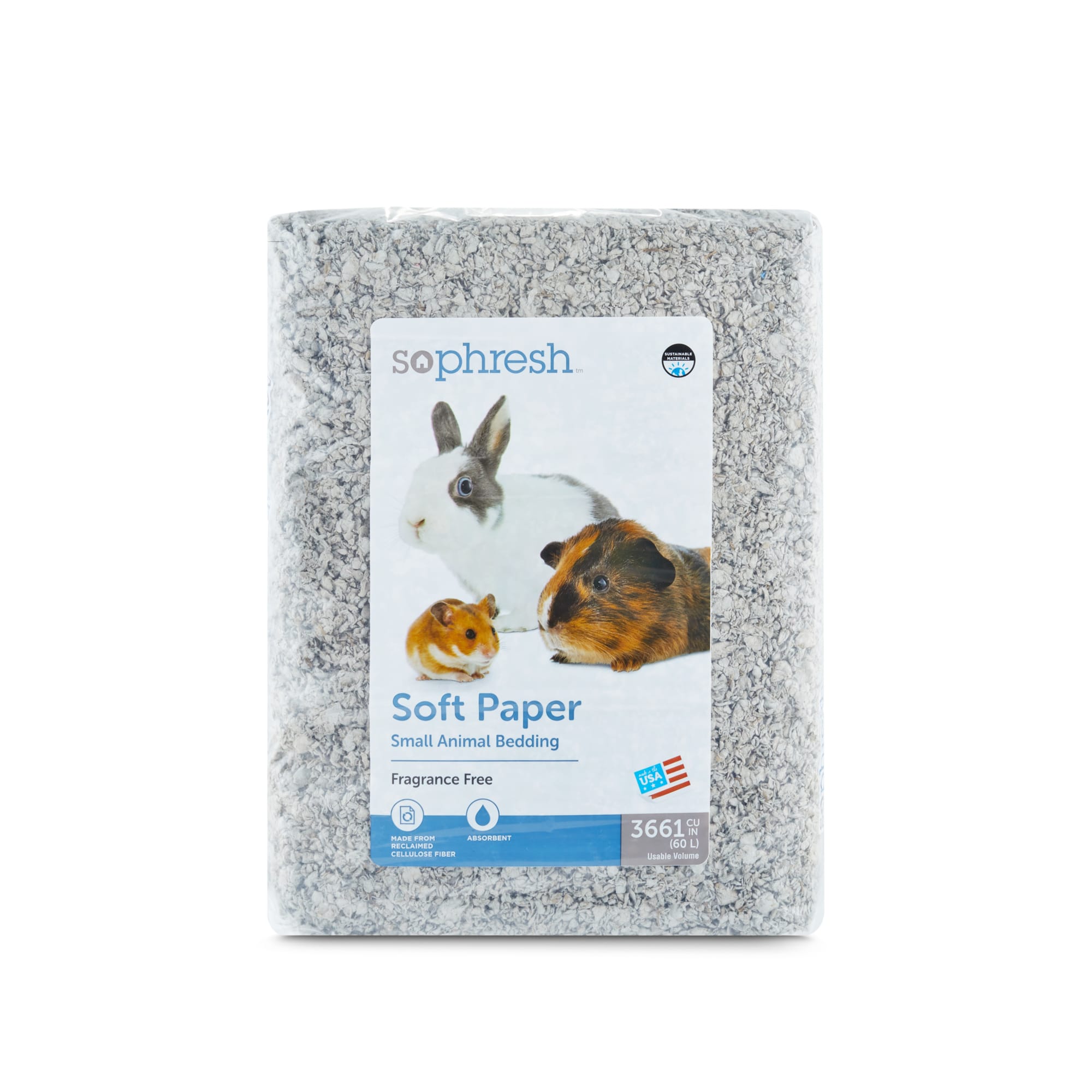 So Phresh Small Pet Soft Paper Animal Bedding w/ Baking Soda Fragrance Free 6L 