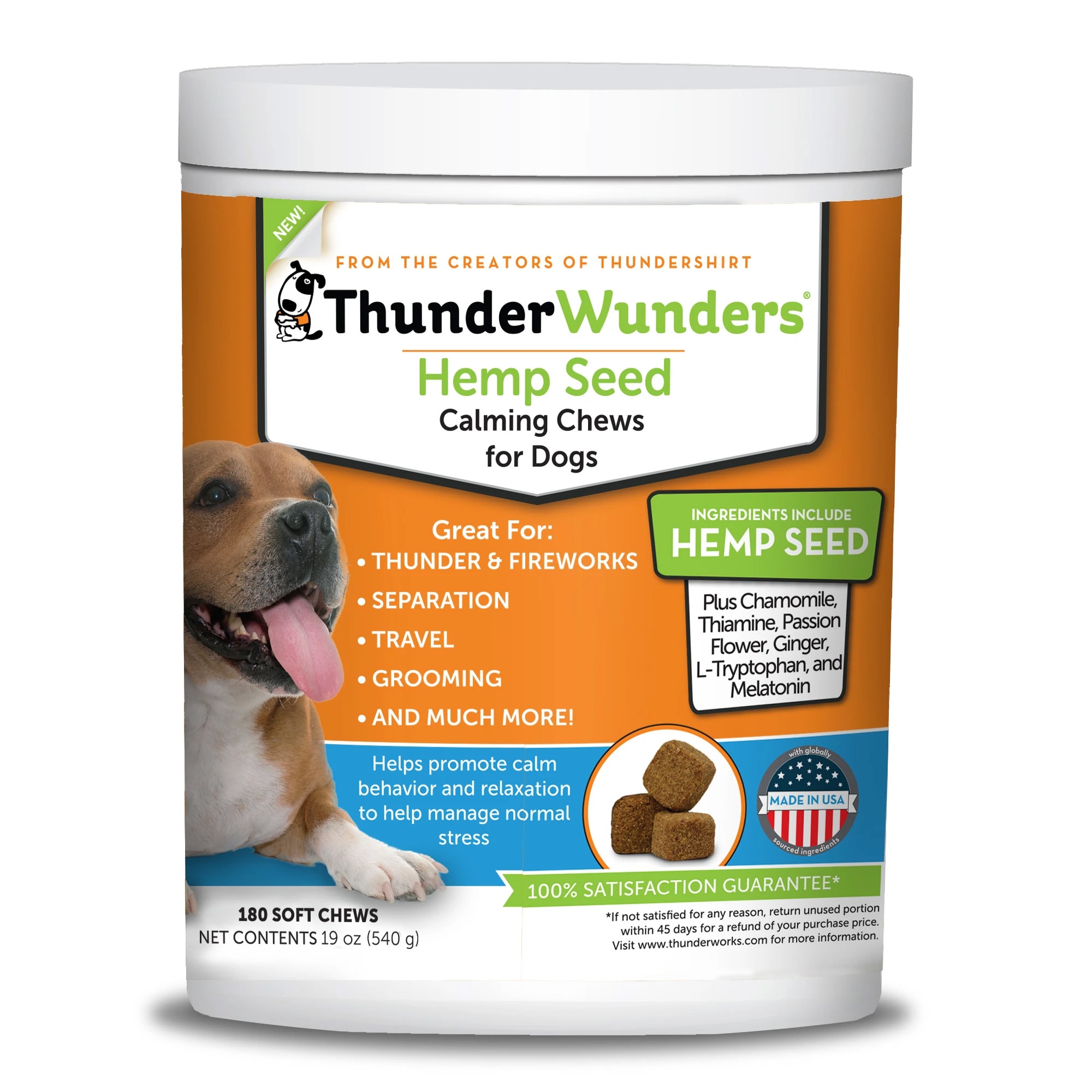 ThunderWorks ThunderWunder Hemp Calming Chews for Dogs Count of 180