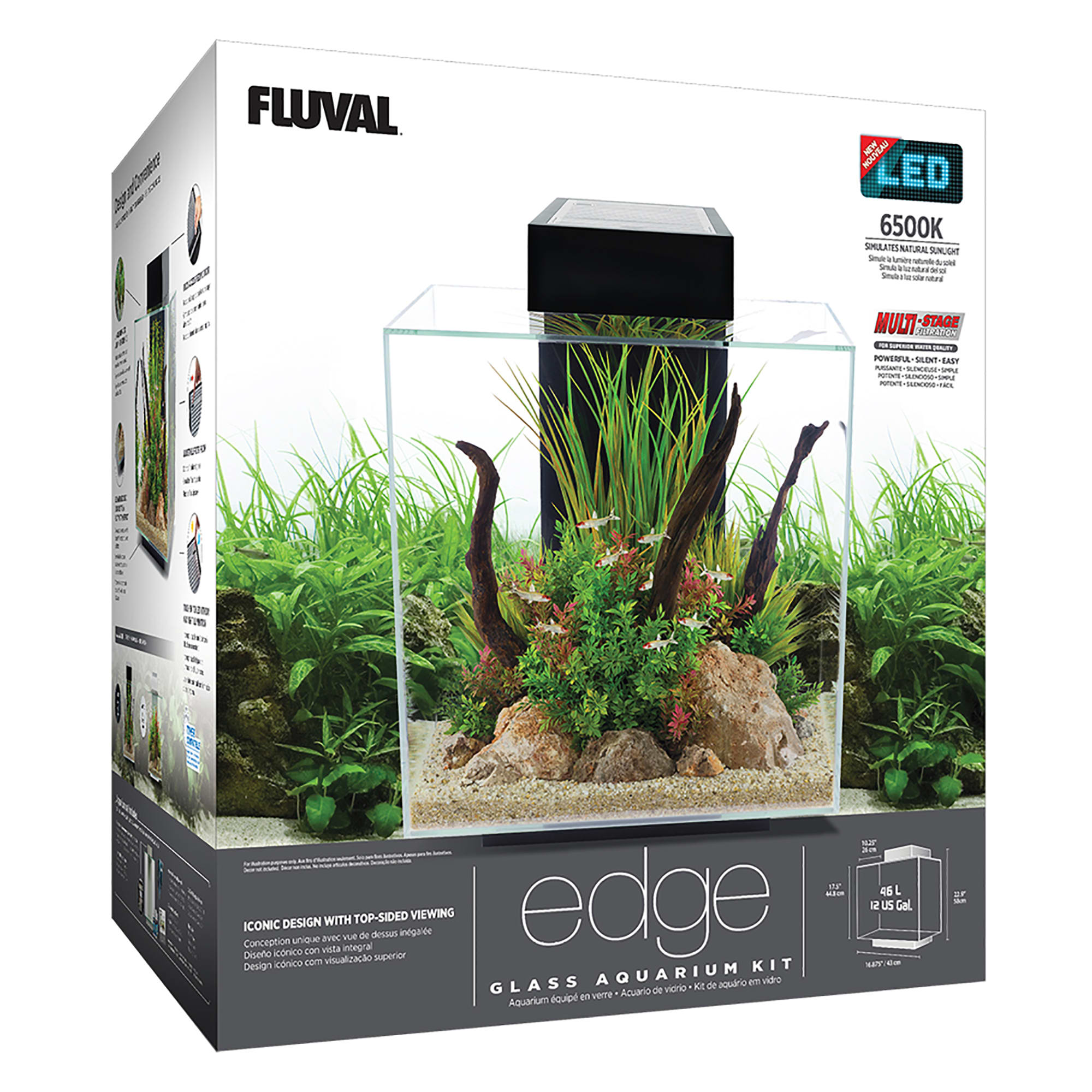 Fluval Edge 2.0 Black Aquarium Kit, 12 Gallon | Petco, image size:2000x2000