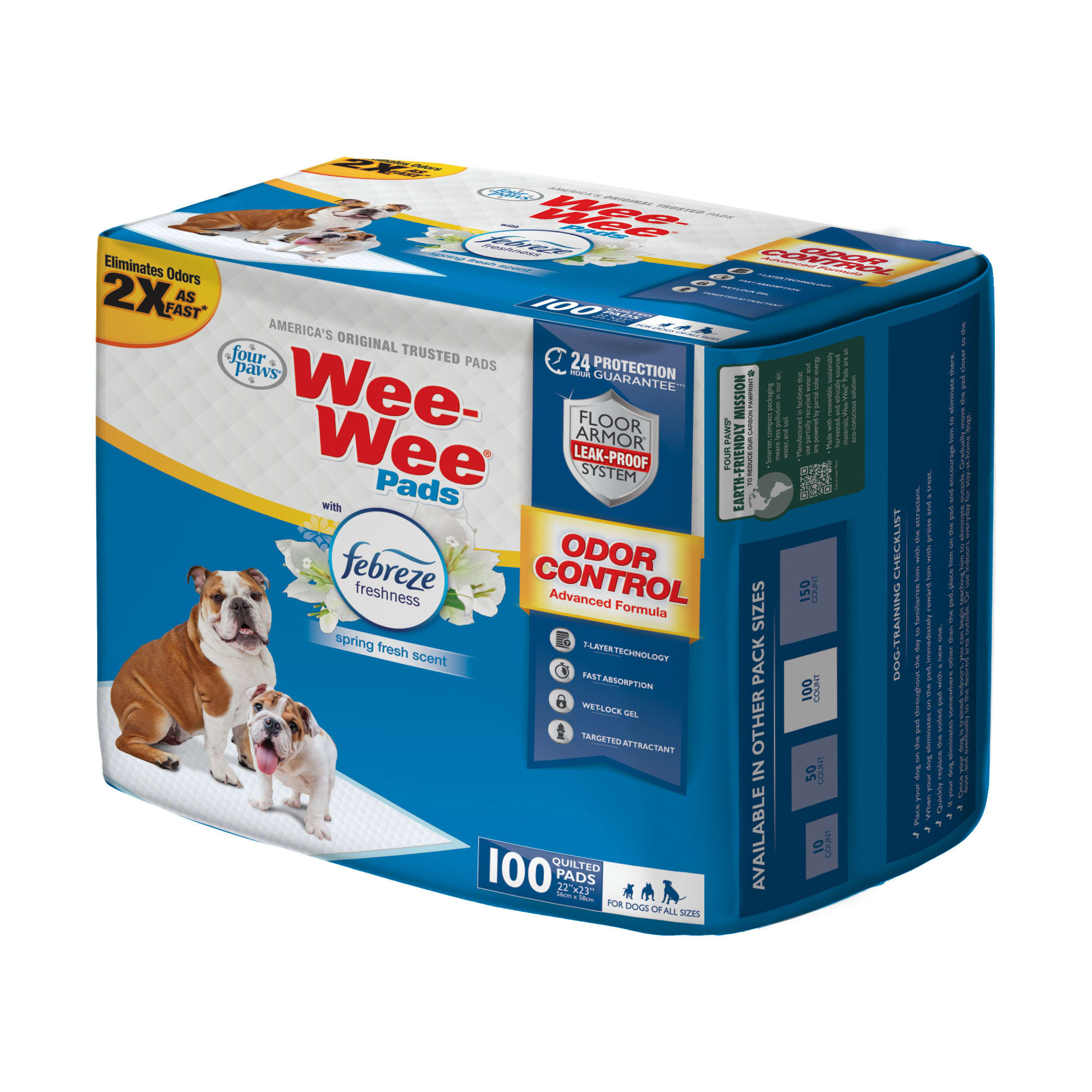 Wee Wee Febreze Freshness Odor Control Dog Pads 100 ct