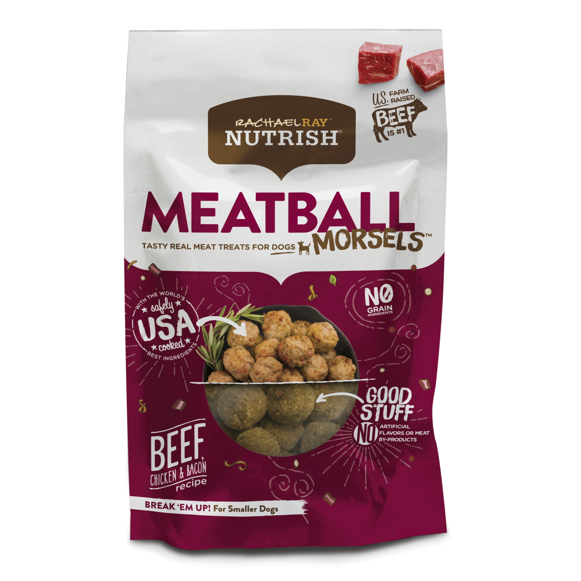 Rachael Ray Nutrish Meatball Morsels Grain Free Beef Chicken Bacon Recipe Dog Treats 12 Oz Petco