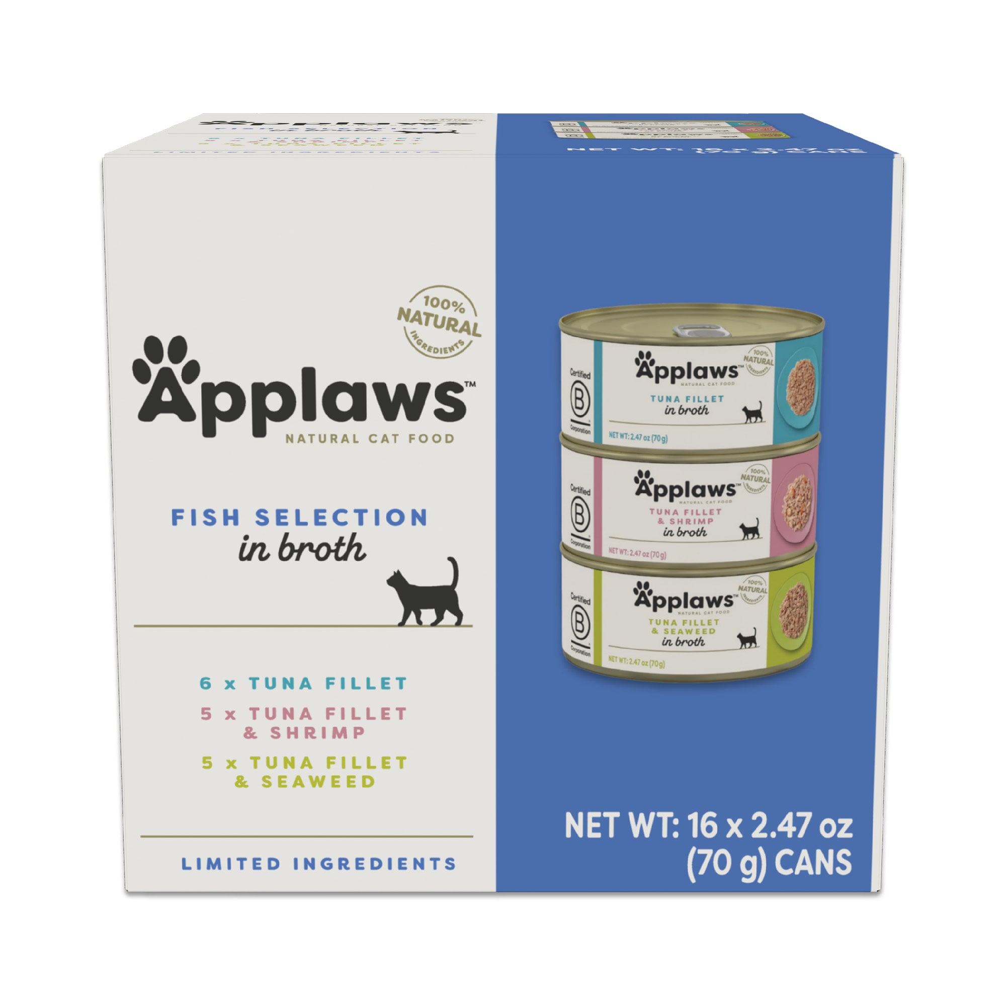 Applaws Natural Fish Selection in Broth Multipack Wet Cat Food 2.47 oz. Count of 16