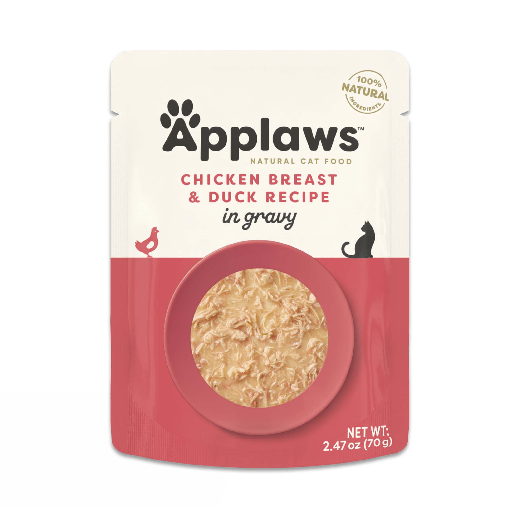 Applaws Natural Chicken Flakes with Duck in Gravy Wet Cat Food, 2.47 oz ...