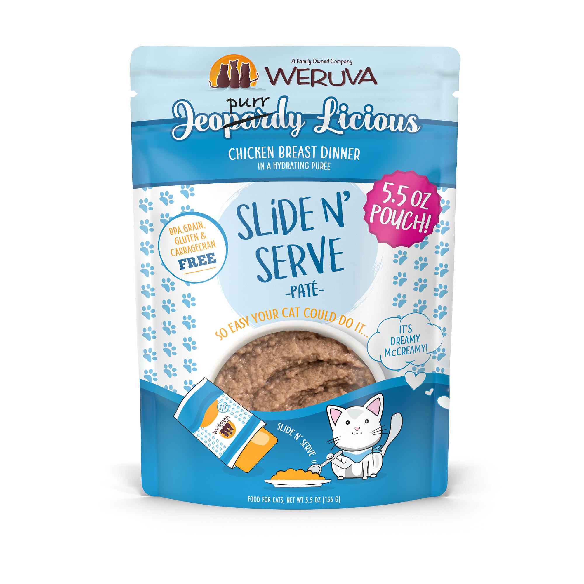 Weruva Pate Jeopurrdy Licious Chicken Breast Dinner in a Hydrating Puree Wet Cat Food 2.8 oz. Case of 12 Petco