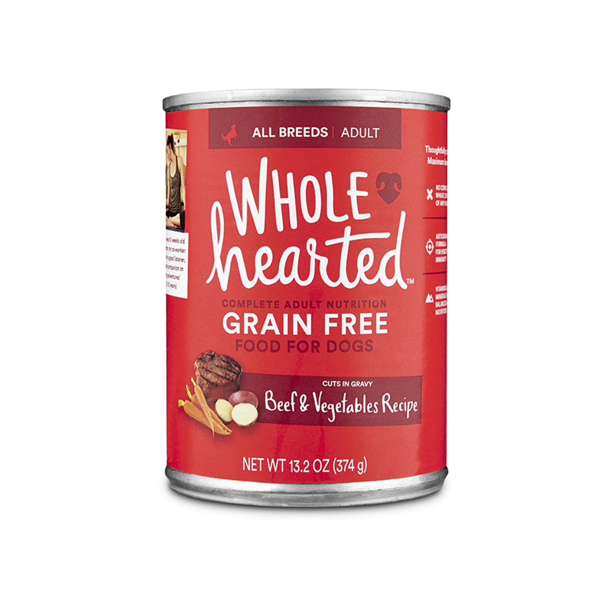 WholeHearted Grain Free Adult Beef and Vegetable Recipe Wet Dog Food 13.2 oz. Case of 12