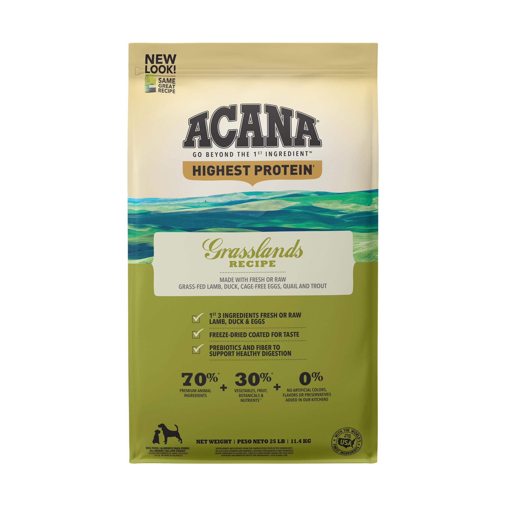 ACANA Meadowland High Protein Grain Free Dog Food 25 lbs