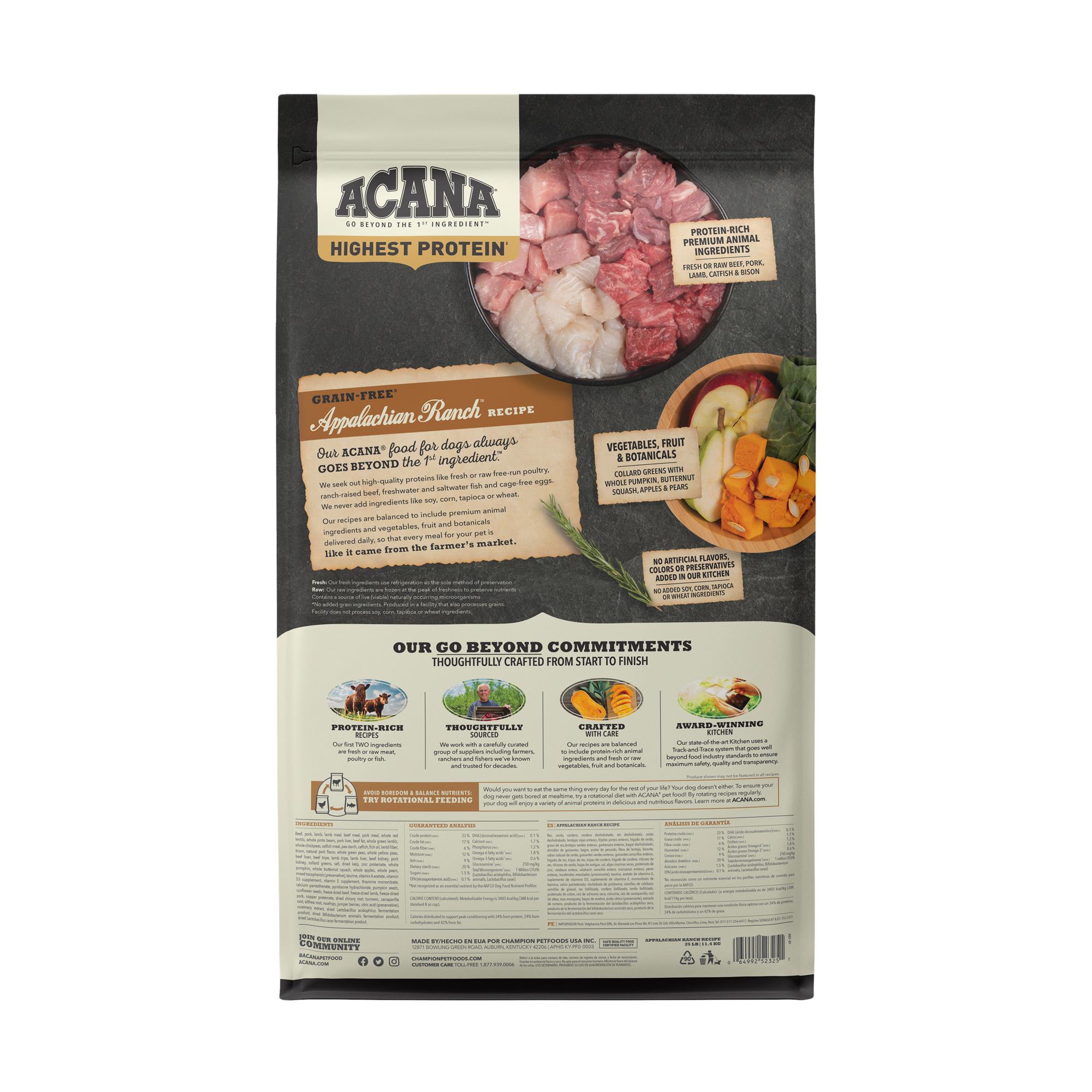 ACANA Grain Free Highest Protein Appalachian Ranch Dry Dog