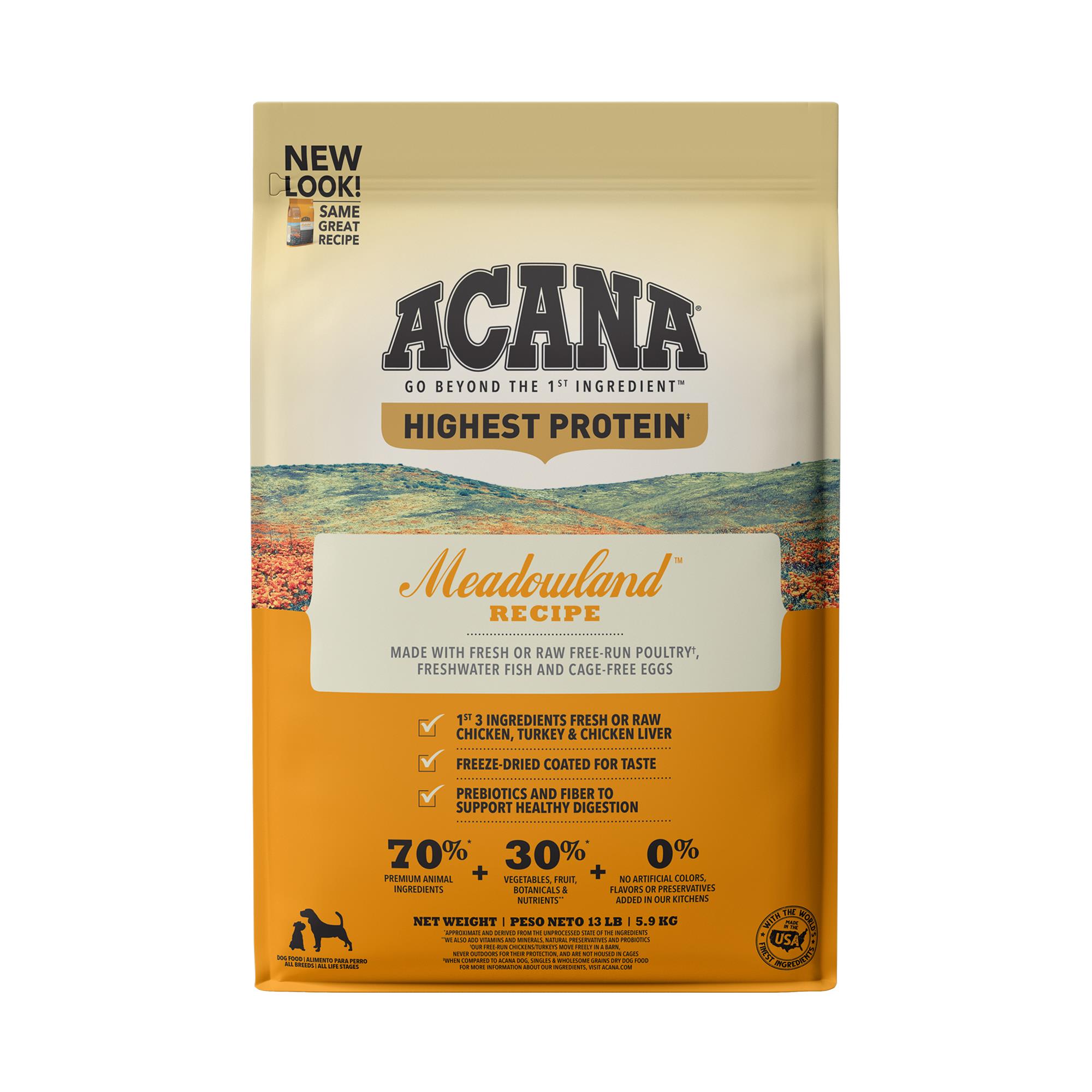 UPC 064992520144 product image for ACANA Meadowland Grain-Free High Protein Freeze-Dried Coated Chicken Turkey Fish | upcitemdb.com