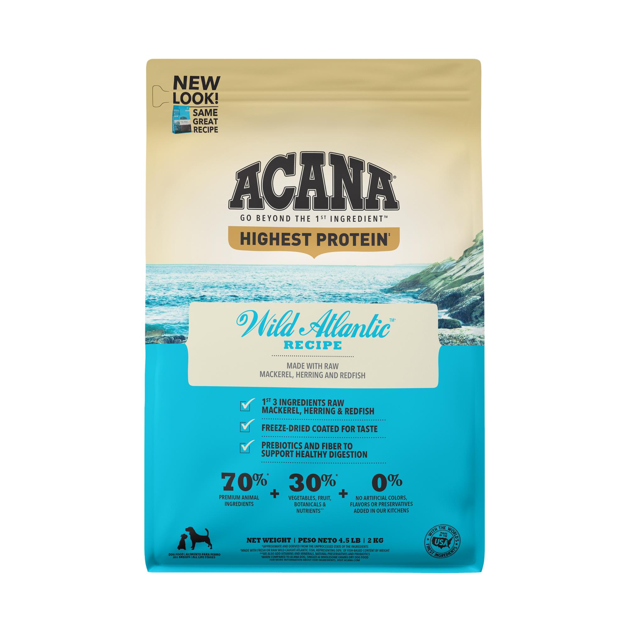 ACANA Wild Atlantic Grain Free High Protein Freeze-Dried Coated Fish Dry Dog Food, 4.5 lbs. | Petco